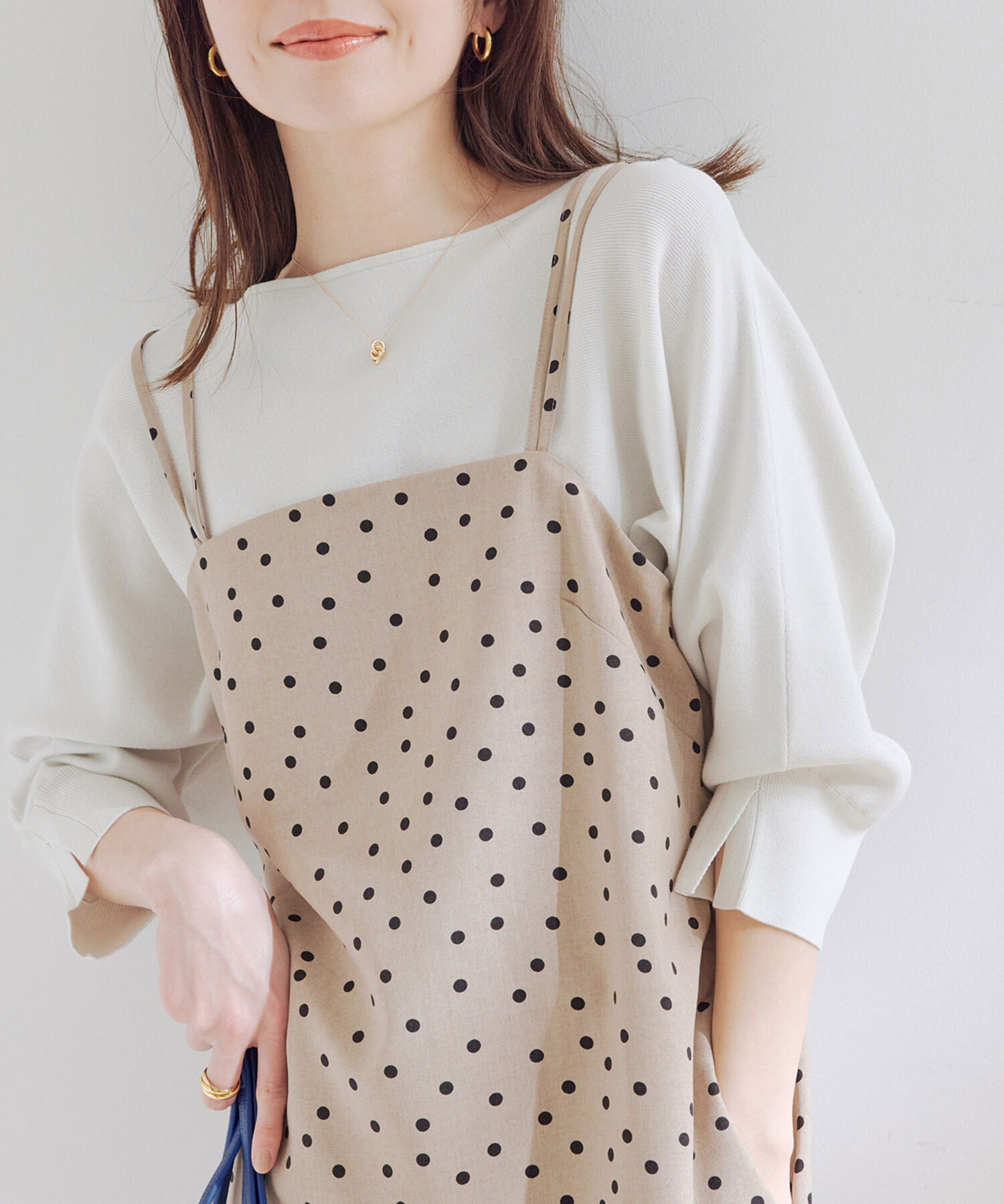 VIS「エコベロドルマン七分袖ニット」|ニット・セーター|オフホワイト(15)