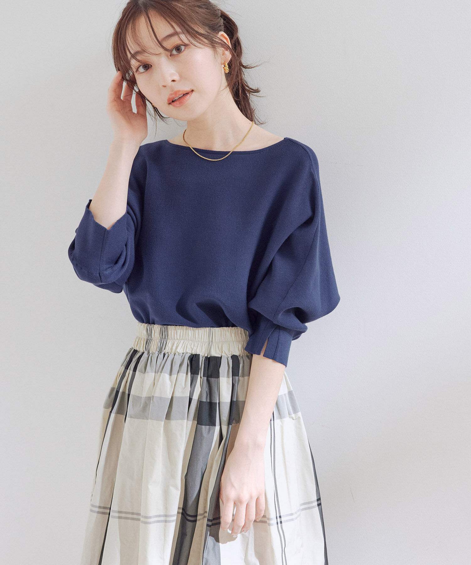 VIS「エコベロドルマン七分袖ニット」|ニット・セーター|