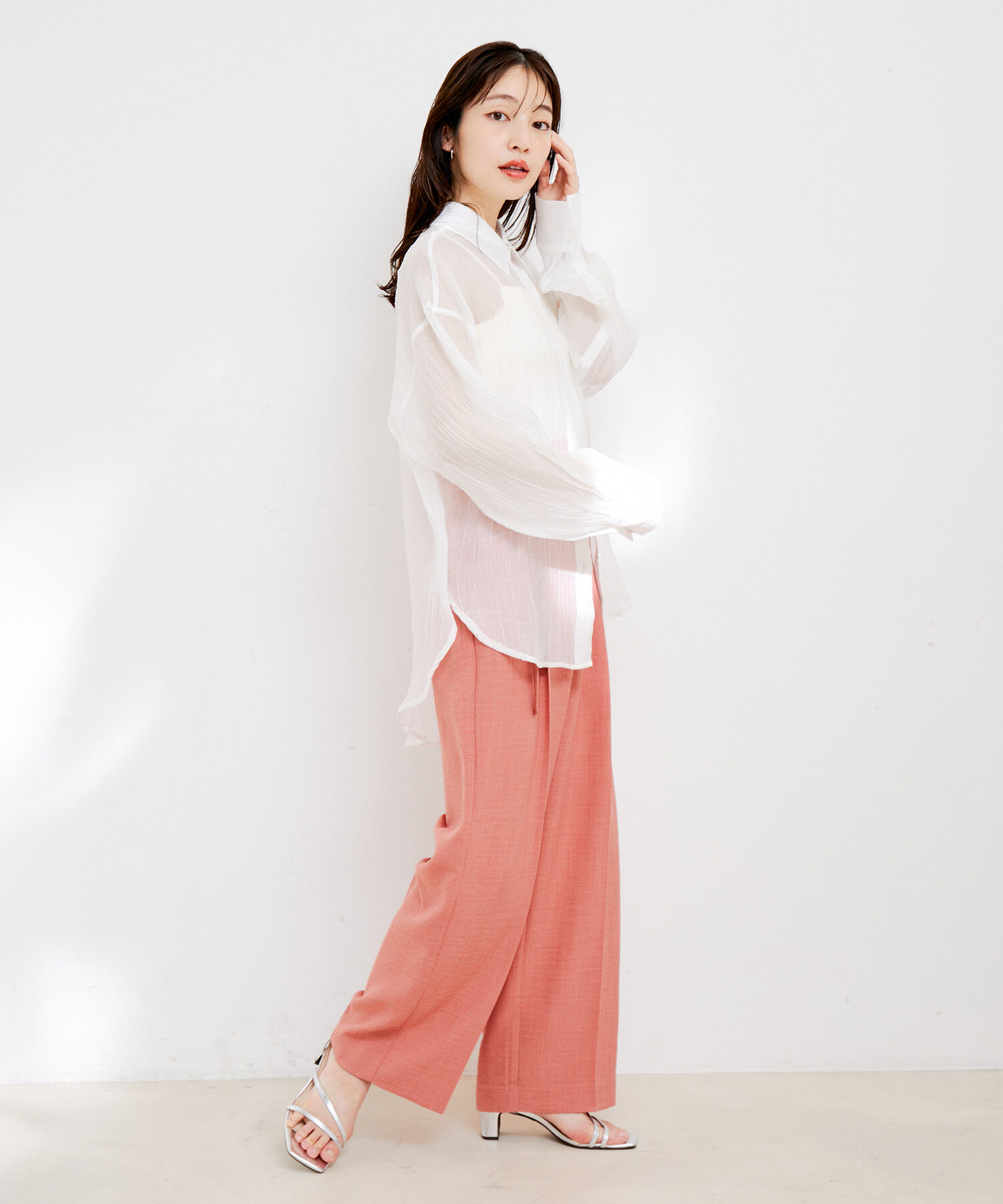 VIS「【接触冷感・洗える】美easy Dカンベルト付きワイドパンツ【セットアップ対応】」|スラックス|