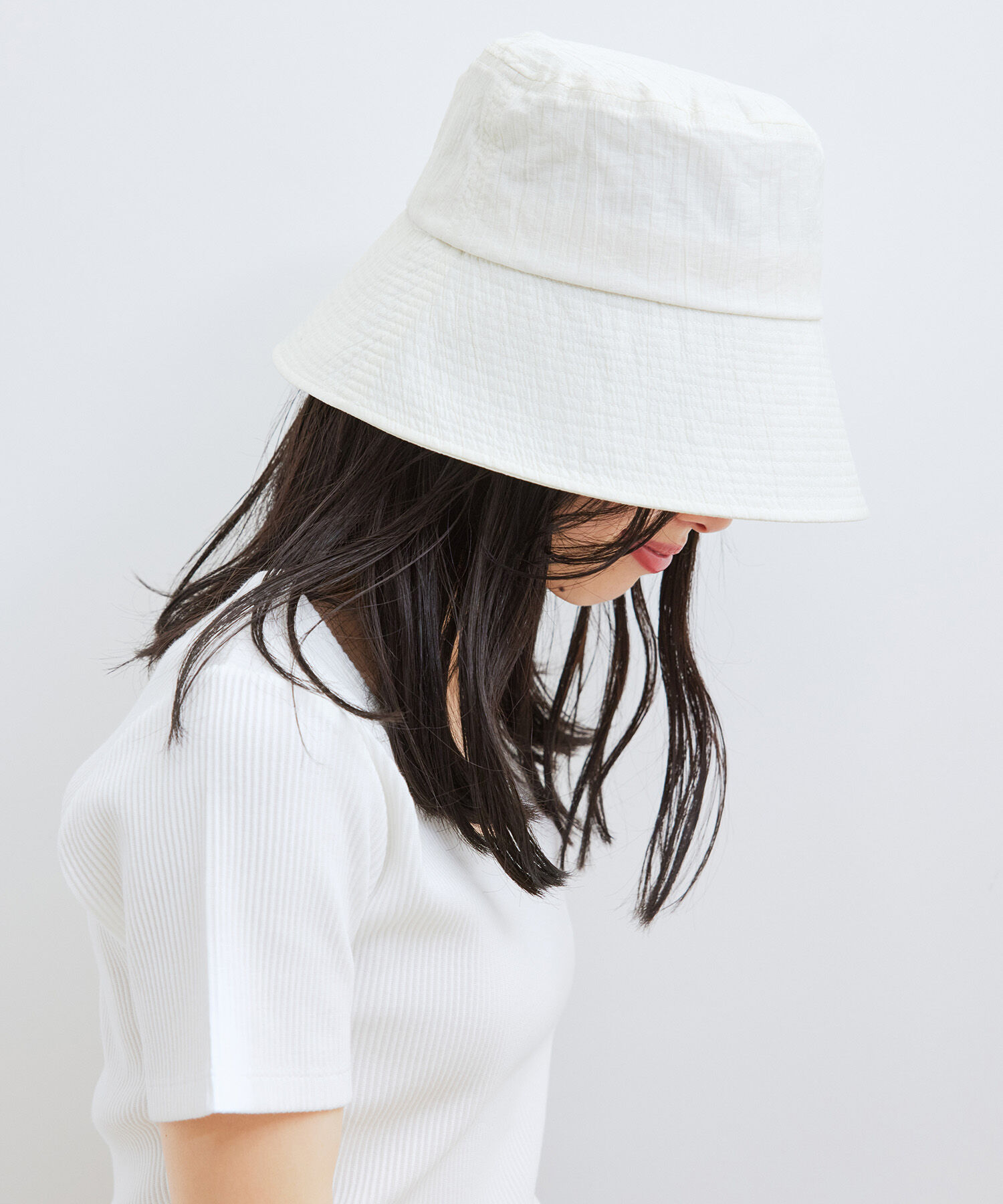 VIS「【UVカット・抗菌防臭】ワッシャーダウンブリムバケットハット」|ハット|オフホワイト(15)