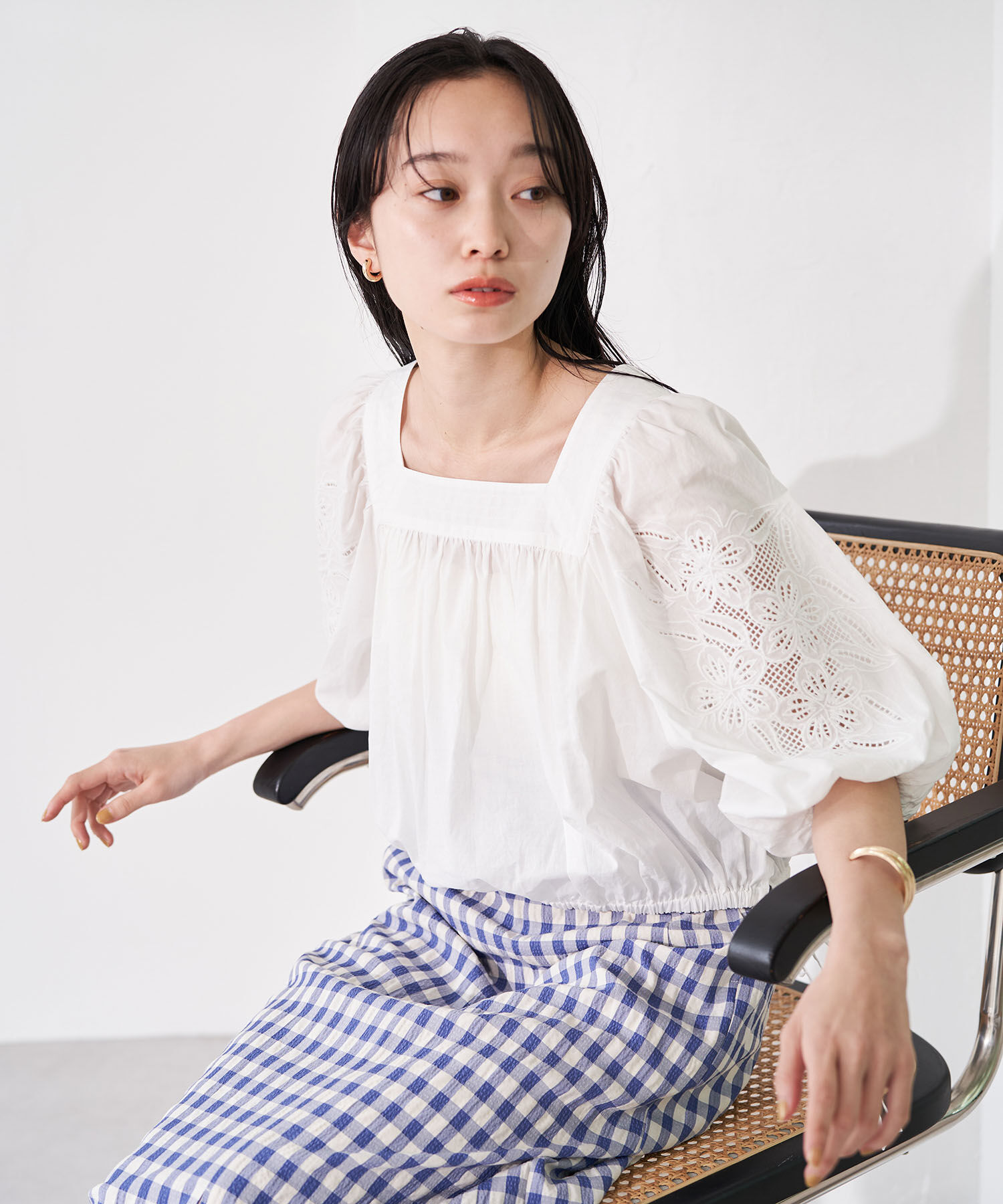 VIS「エンブロイダリーボリュームスリーブブラウス」|シャツ・ブラウス|