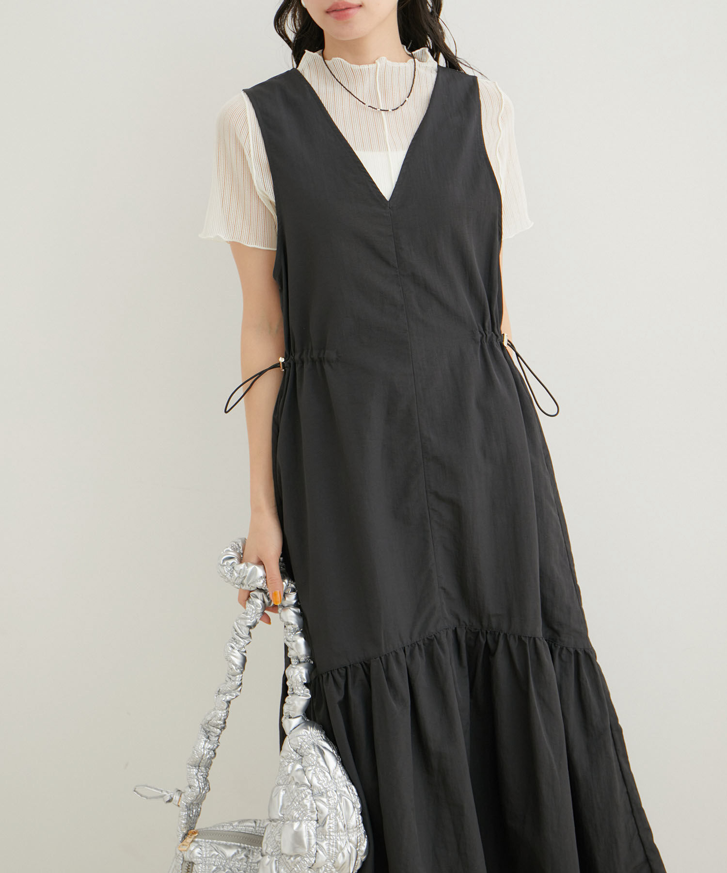 VIS「ウエストドロストワンピース」|ワンピース|ブラック(01)