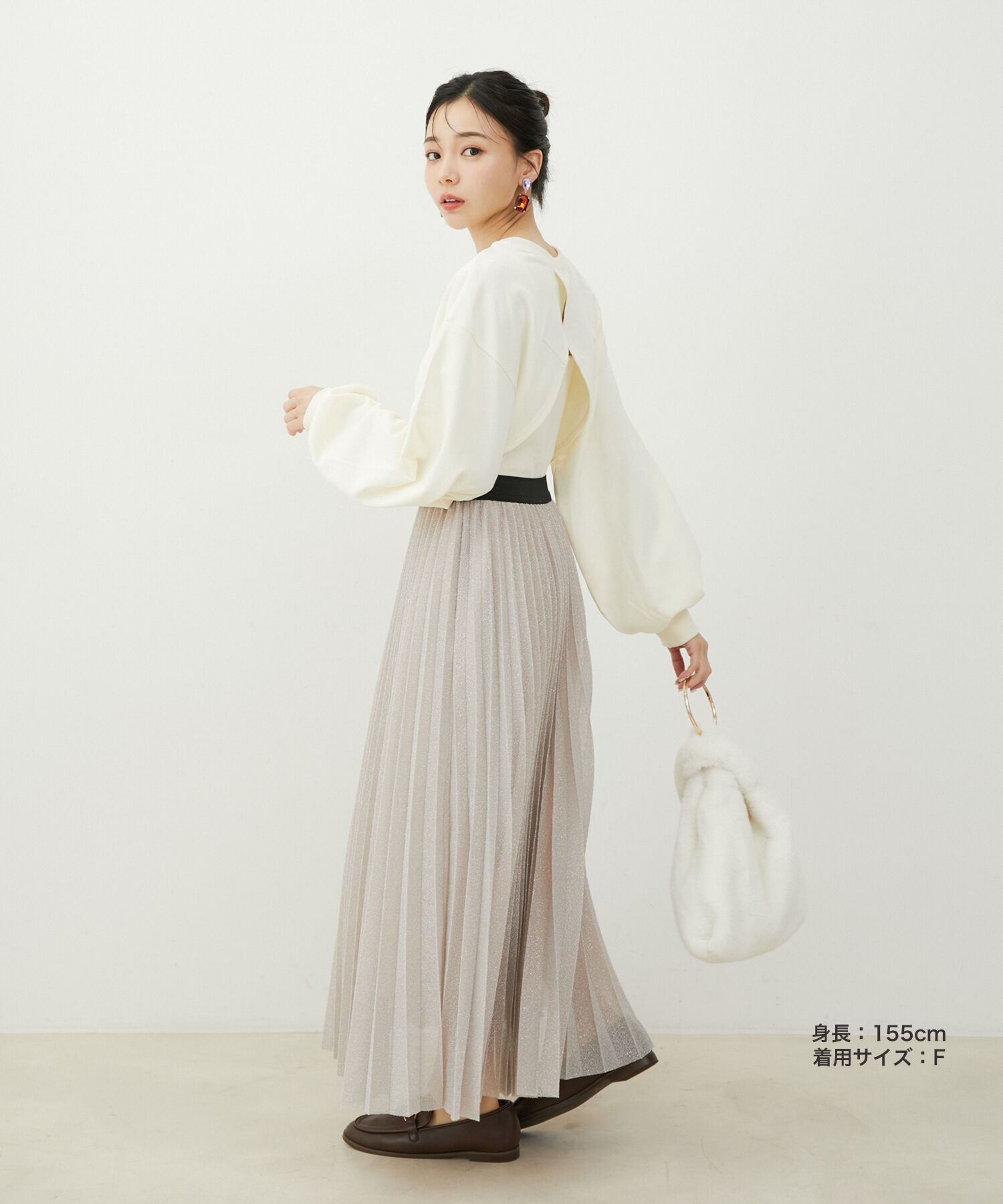 VIS「ラメニットプリーツスカート」|スカート|