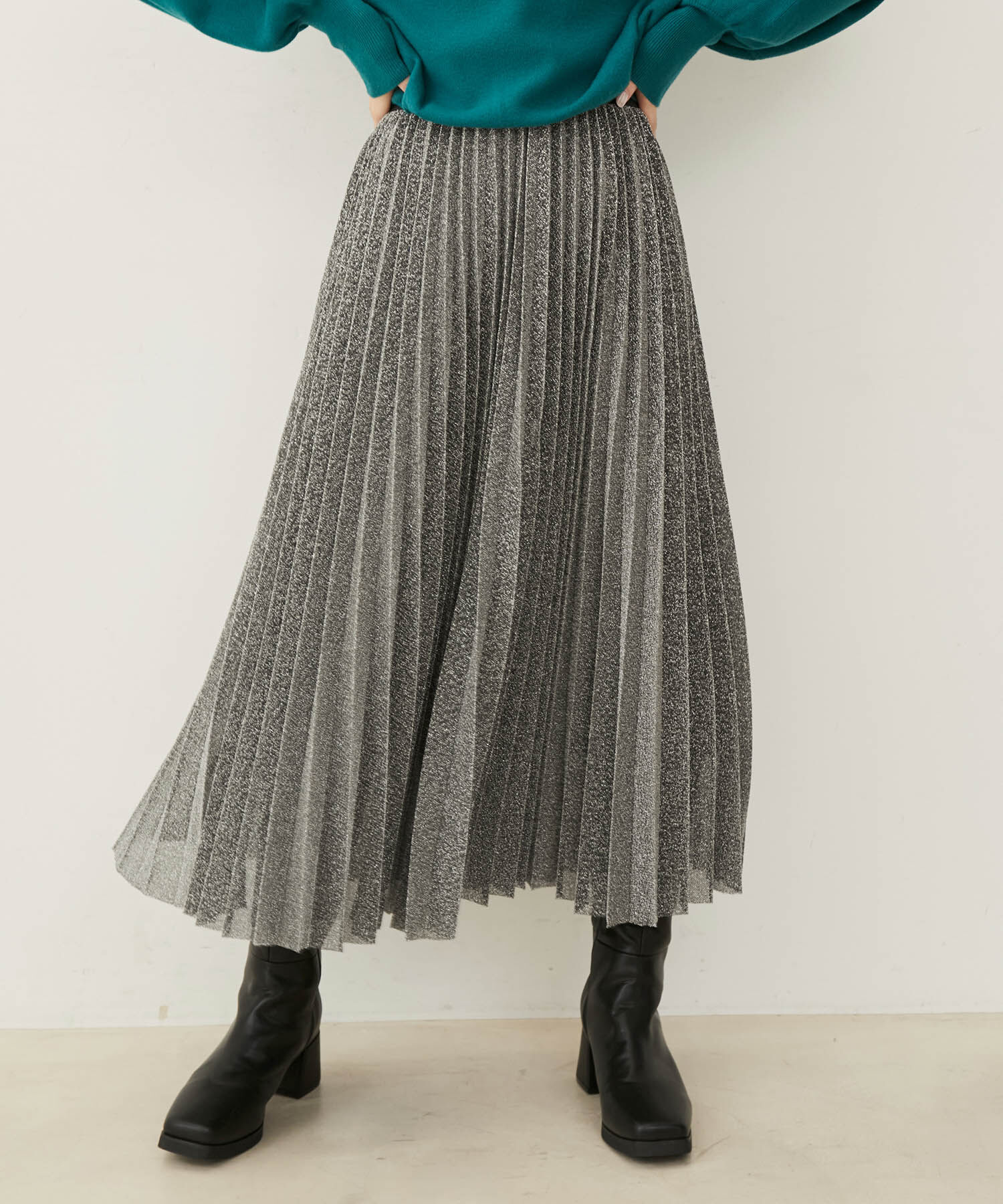 VIS「ラメニットプリーツスカート」|スカート|