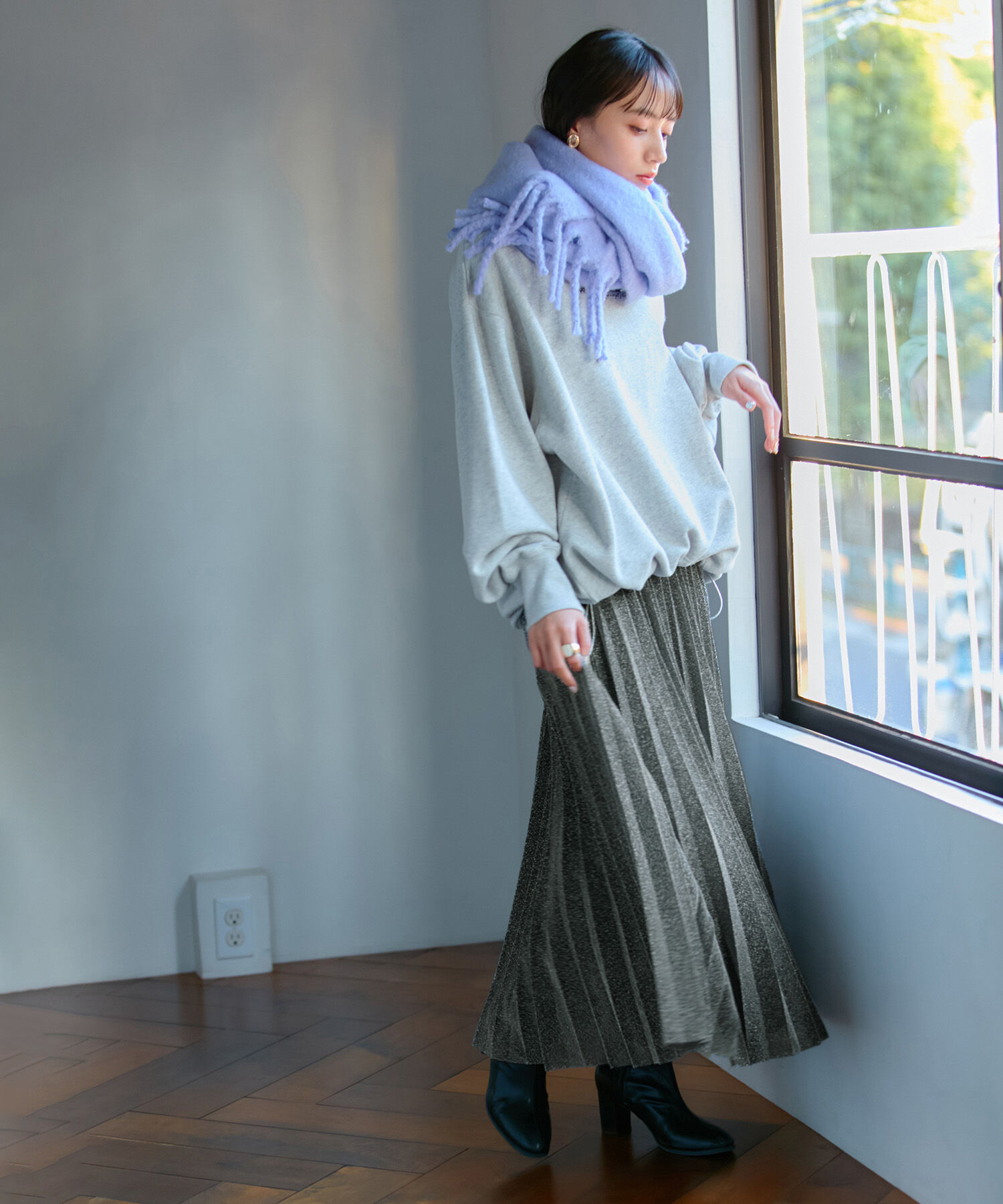 VIS「ラメニットプリーツスカート」|スカート|