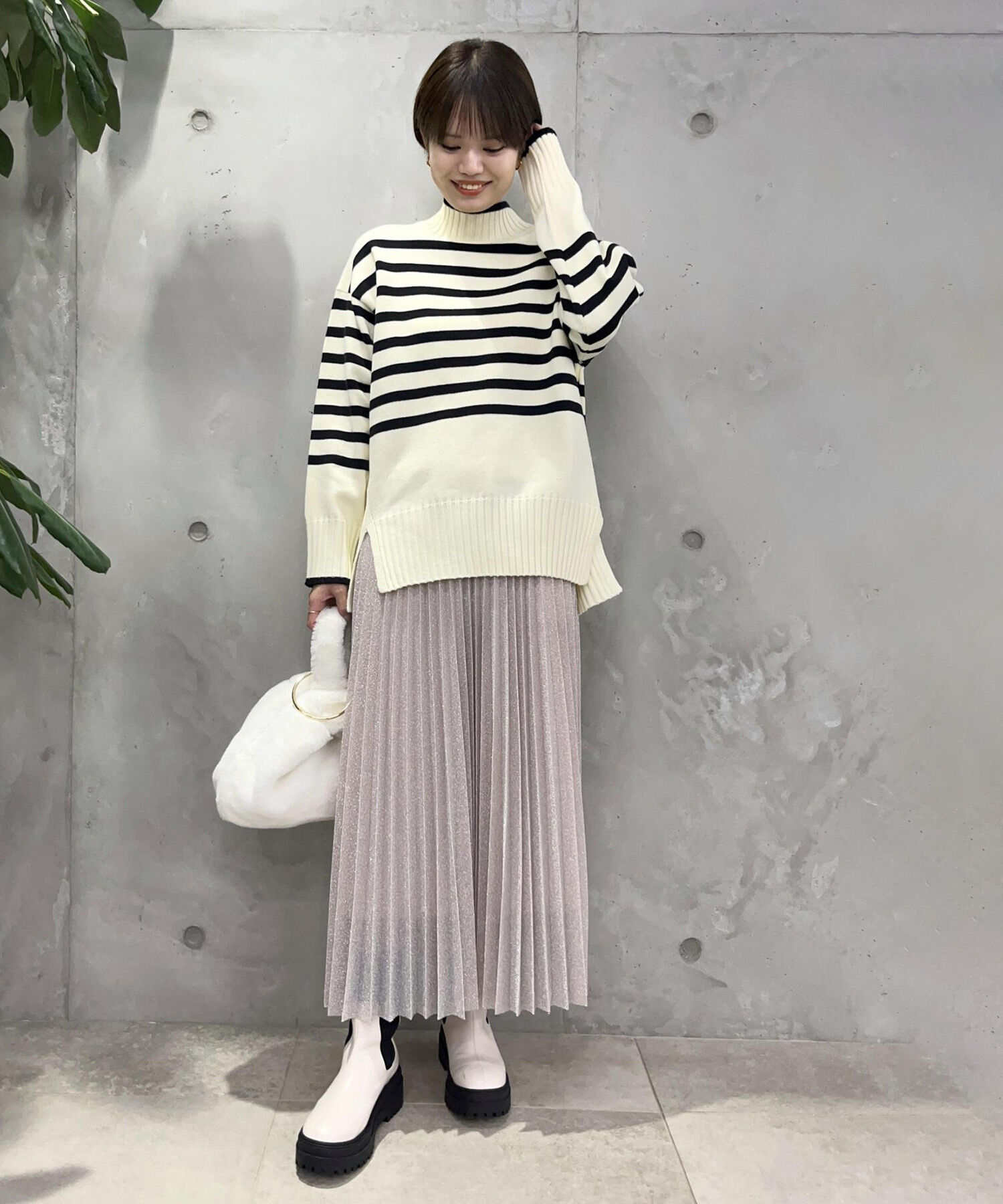 VIS「ラメニットプリーツスカート」|スカート|