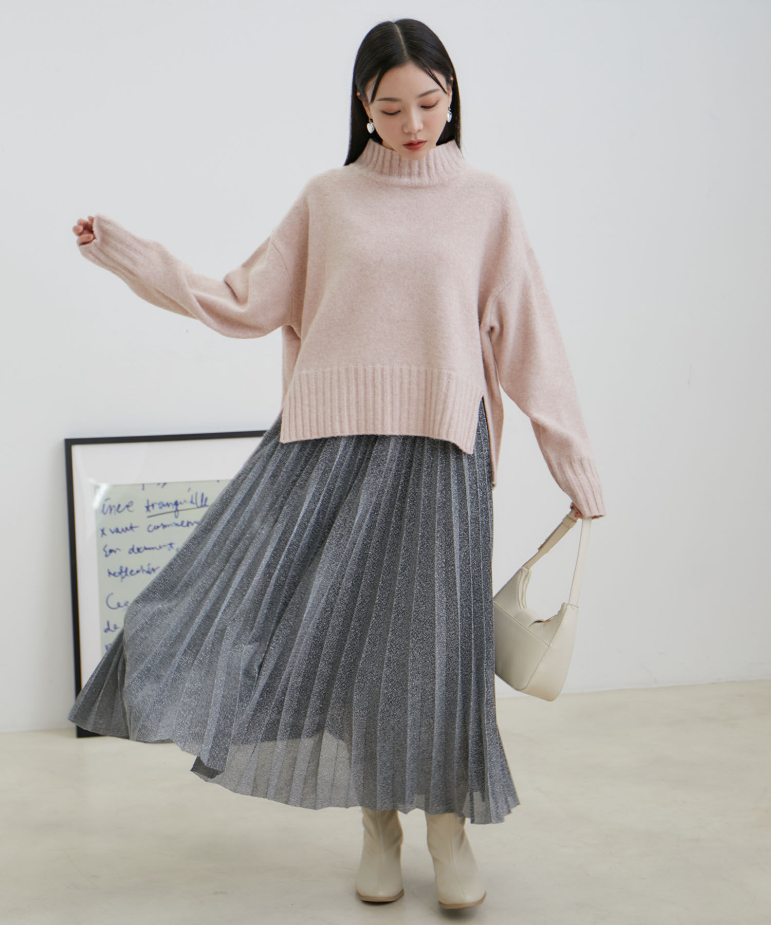 VIS「ラメニットプリーツスカート」|スカート|