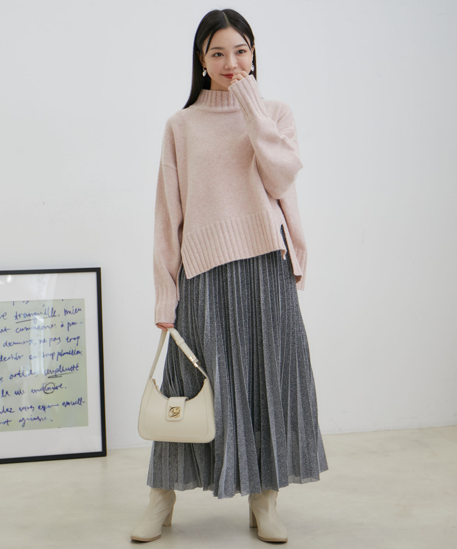 VIS「ラメニットプリーツスカート」|スカート|