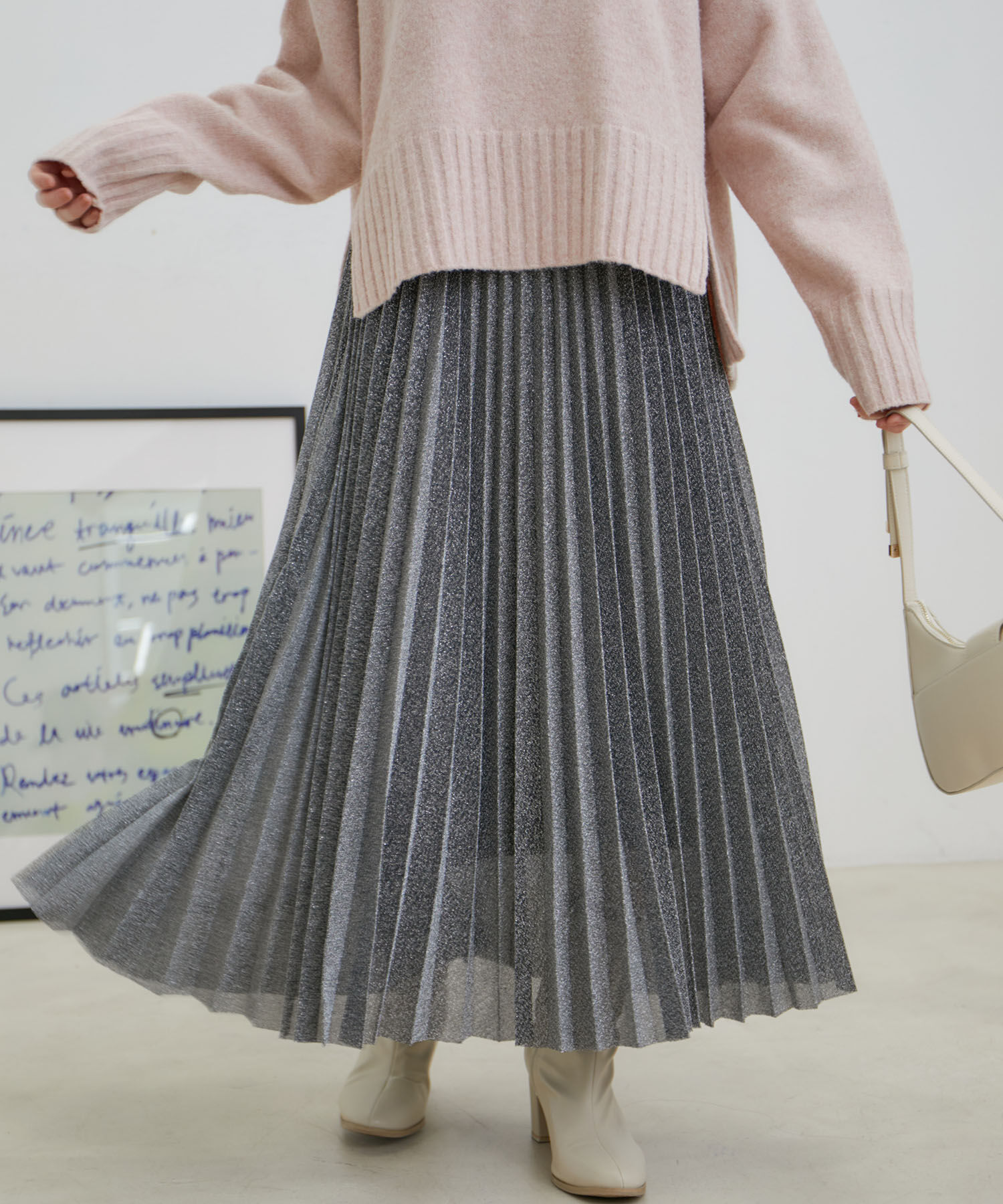 VIS「ラメニットプリーツスカート」|スカート|