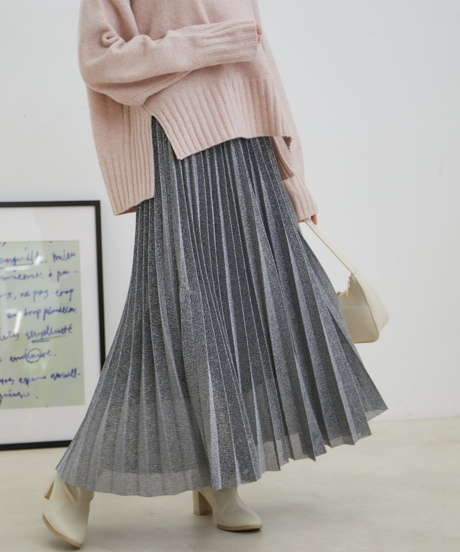 VIS「ラメニットプリーツスカート」|スカート|