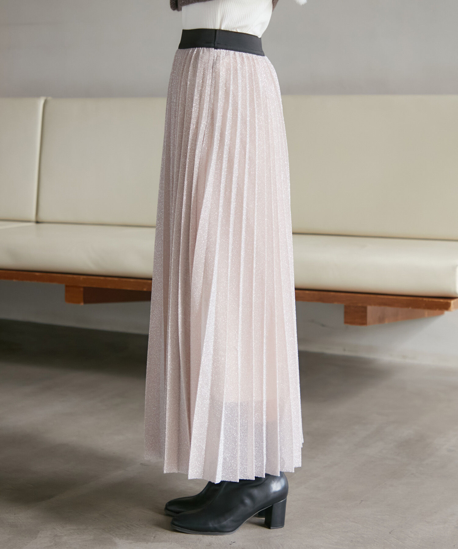 VIS「ラメニットプリーツスカート」|スカート|