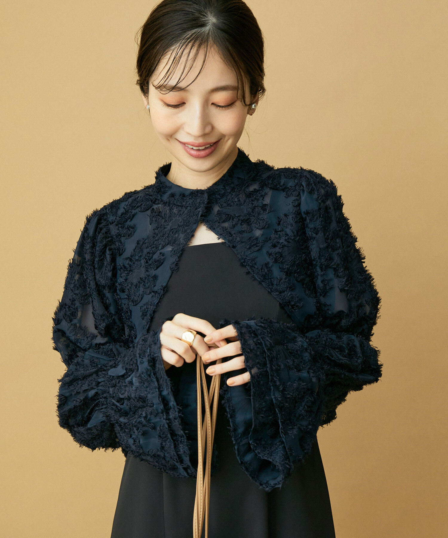 VIS「【VIS DRESS】シャーリングボレロセットワンピース」|ワンピース|