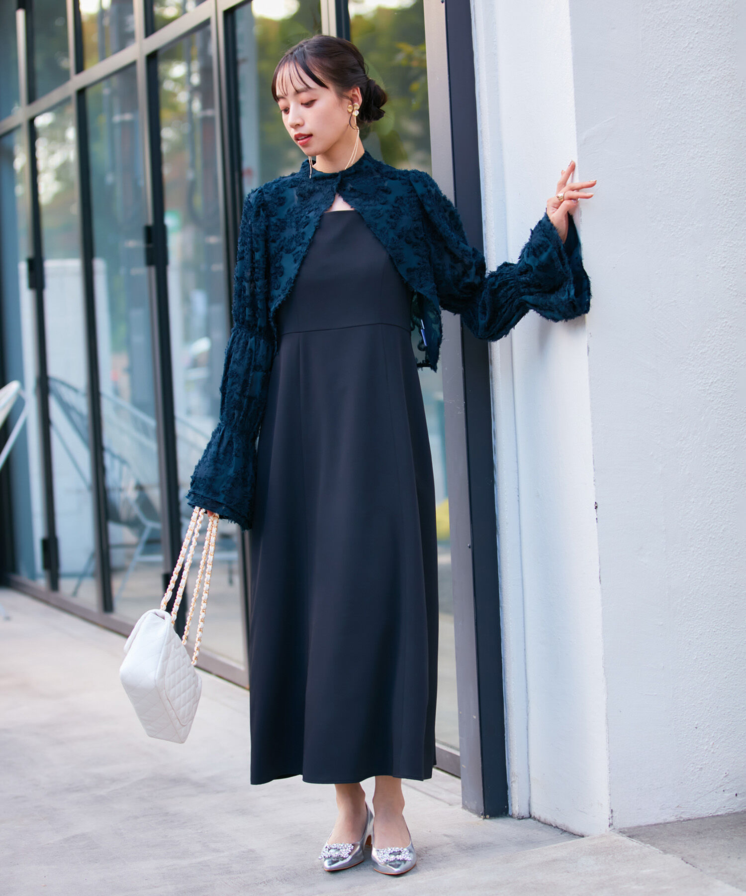 VIS「【VIS DRESS】シャーリングボレロセットワンピース」|ワンピース|