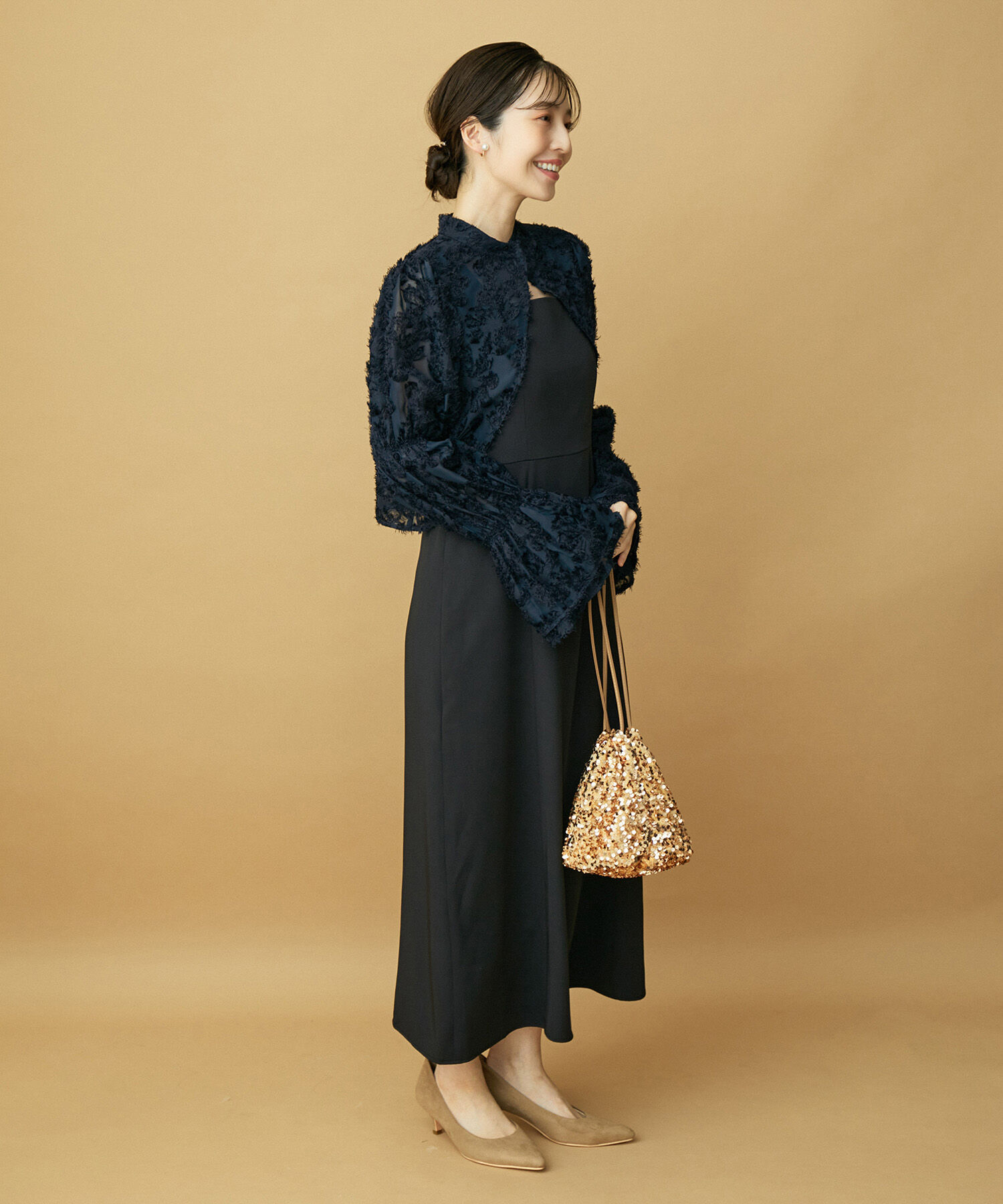 VIS「【VIS DRESS】シャーリングボレロセットワンピース」|ワンピース|