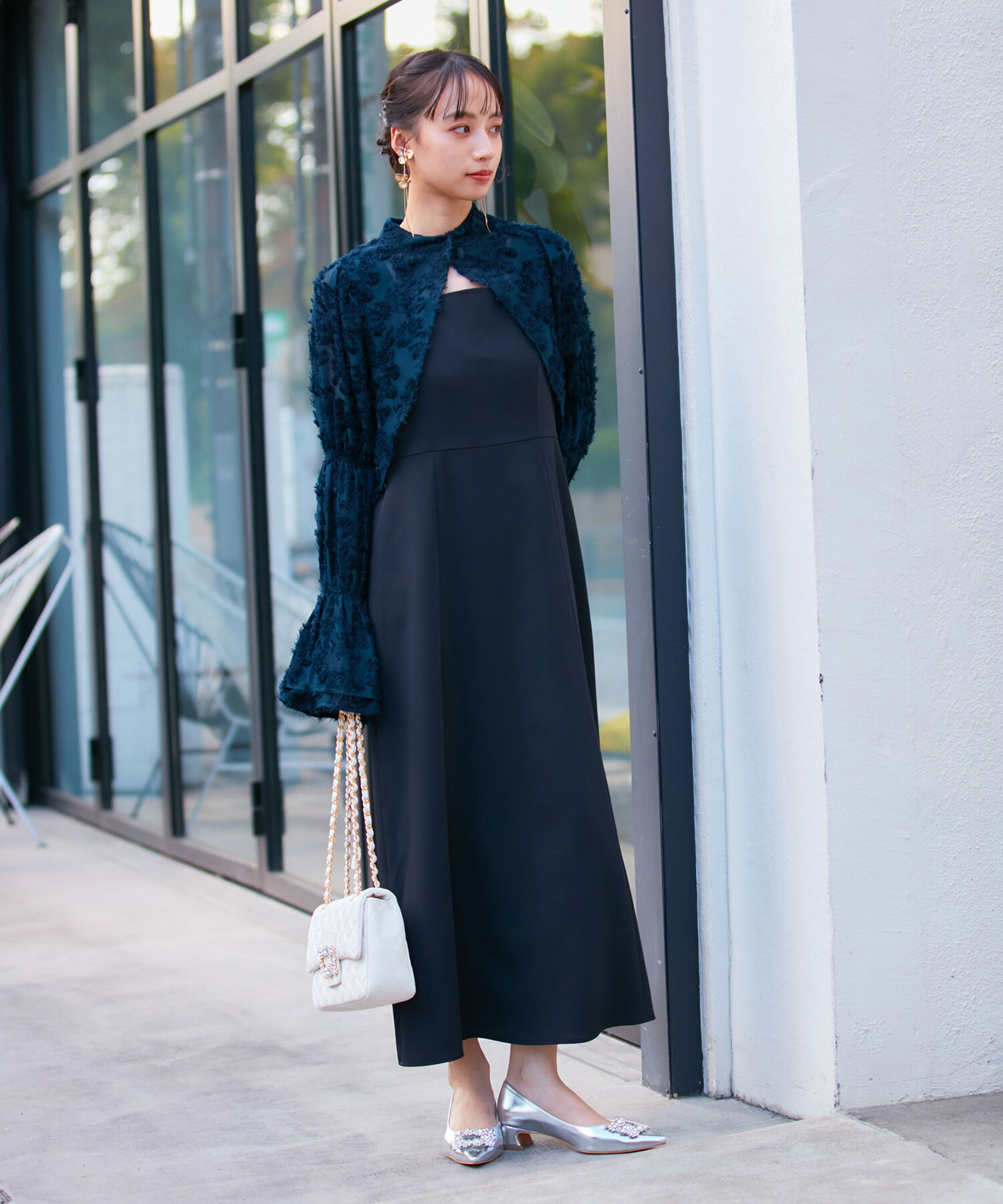 VIS「【VIS DRESS】シャーリングボレロセットワンピース」|ワンピース|