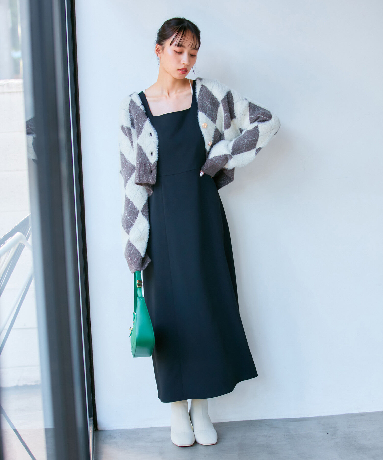 VIS「【VIS DRESS】シャーリングボレロセットワンピース」|ワンピース|