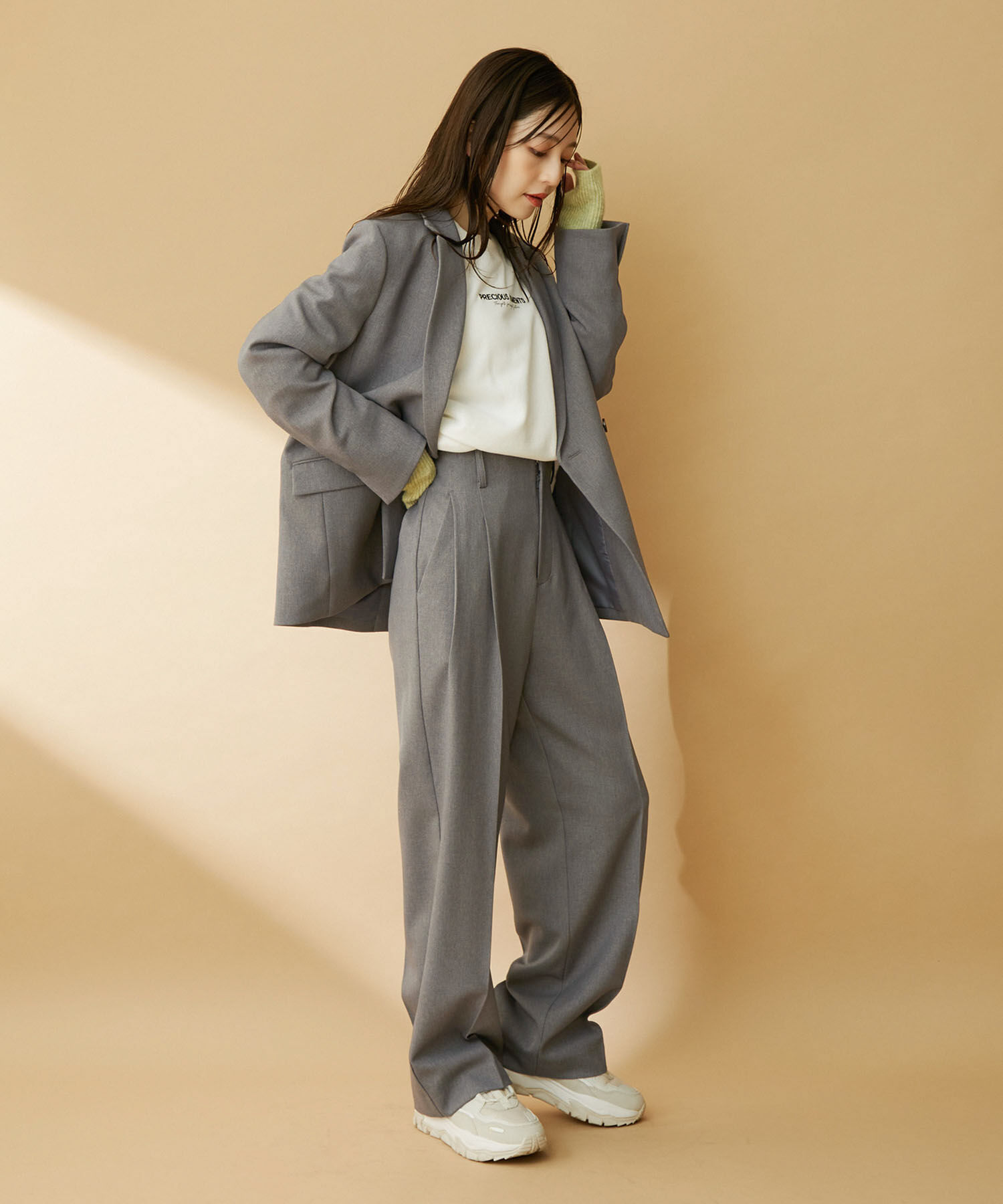 VIS「【セットアップ対応】ウールライクメランジジャケット【アンチピリング・洗える・防シワ】」|テーラードジャケット|