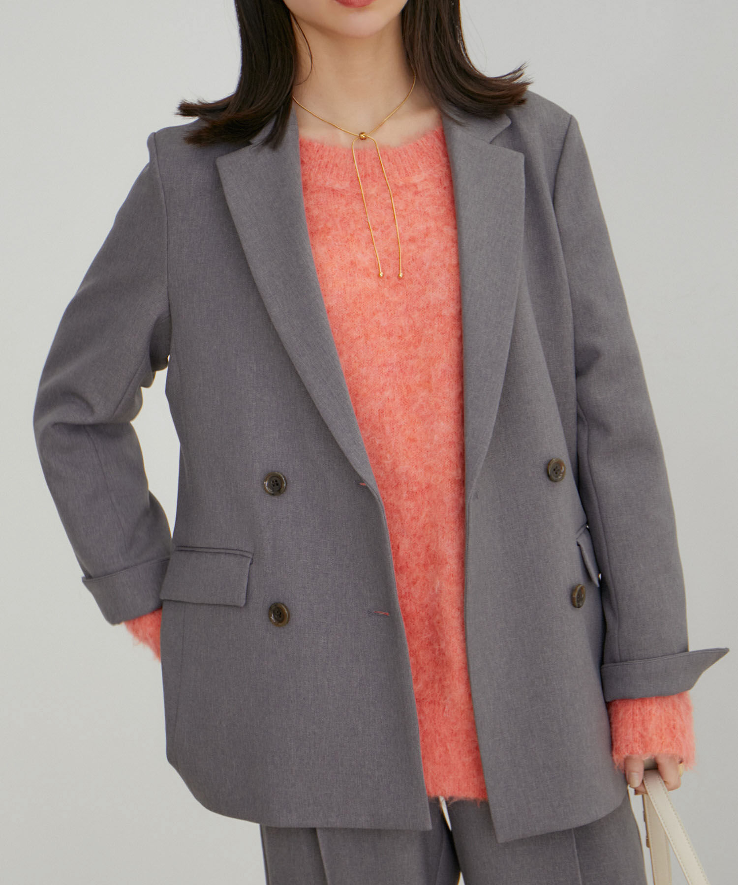 VIS「【セットアップ対応】ウールライクメランジジャケット【アンチピリング・洗える・防シワ】」|テーラードジャケット|グレー(07)