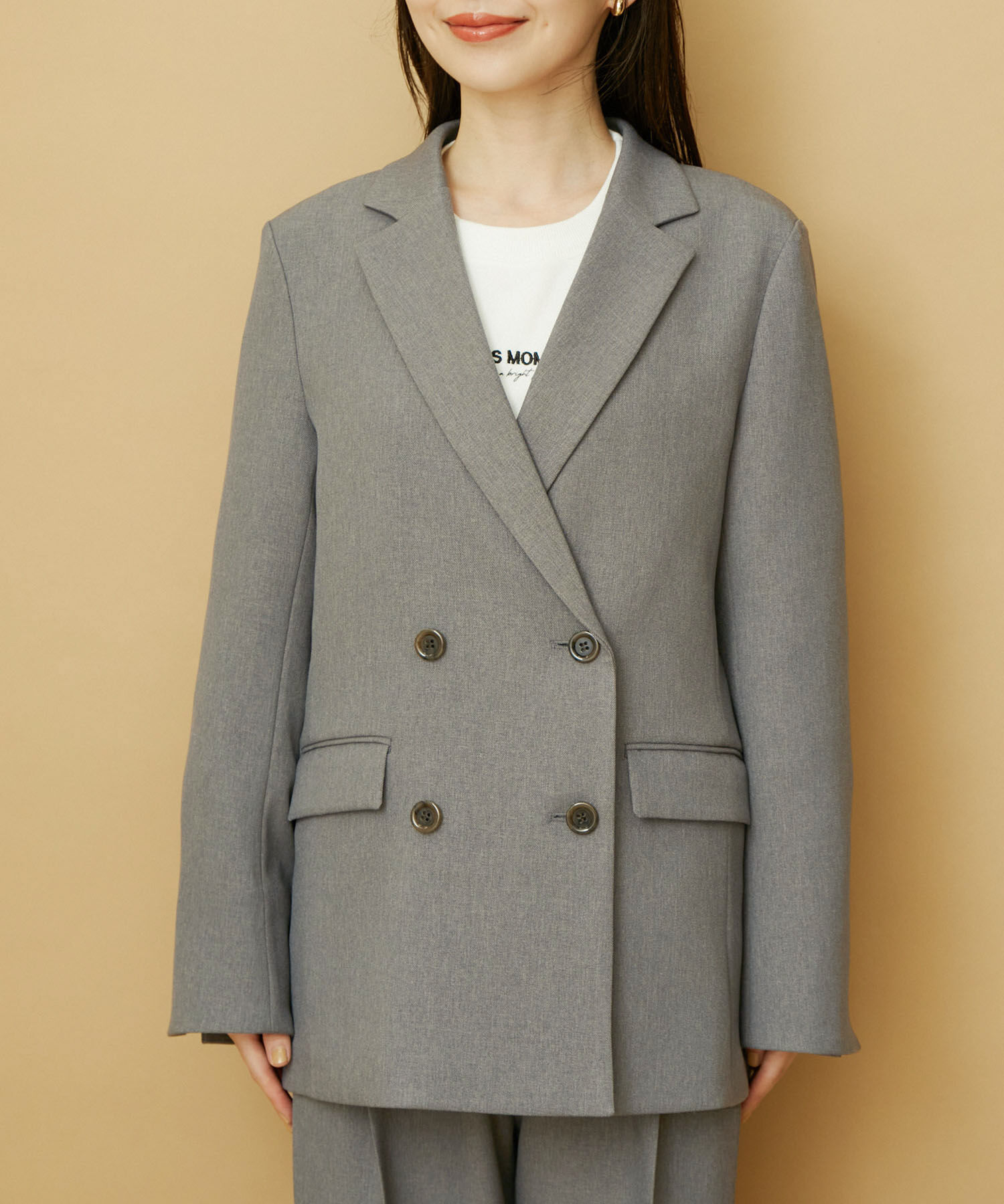 VIS「【セットアップ対応】ウールライクメランジジャケット【アンチピリング・洗える・防シワ】」|テーラードジャケット|