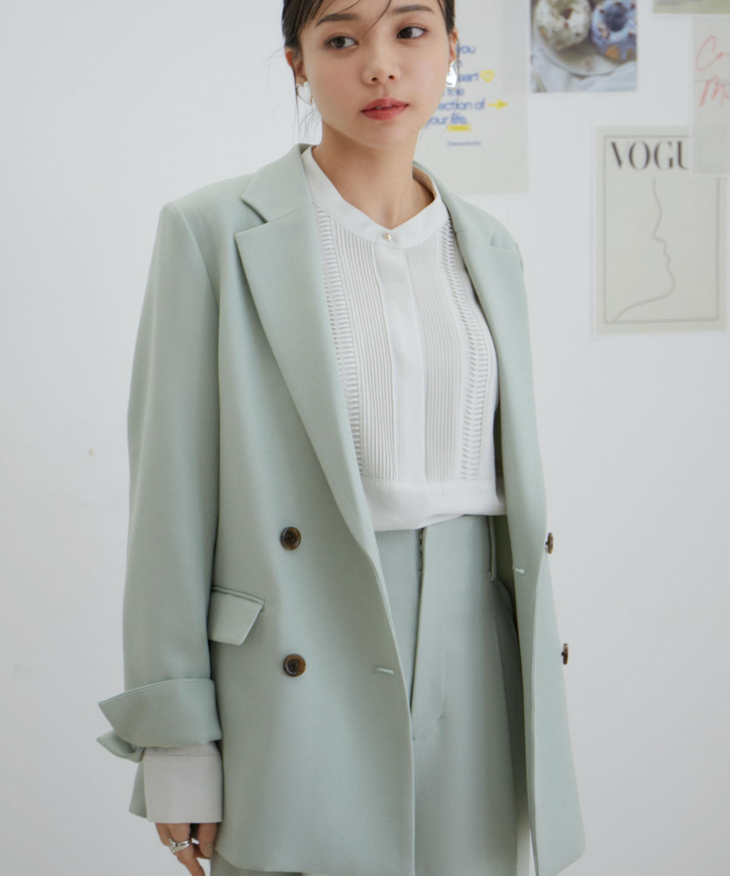 VIS「【セットアップ対応】ウールライクメランジジャケット【アンチピリング・洗える・防シワ】」|テーラードジャケット|