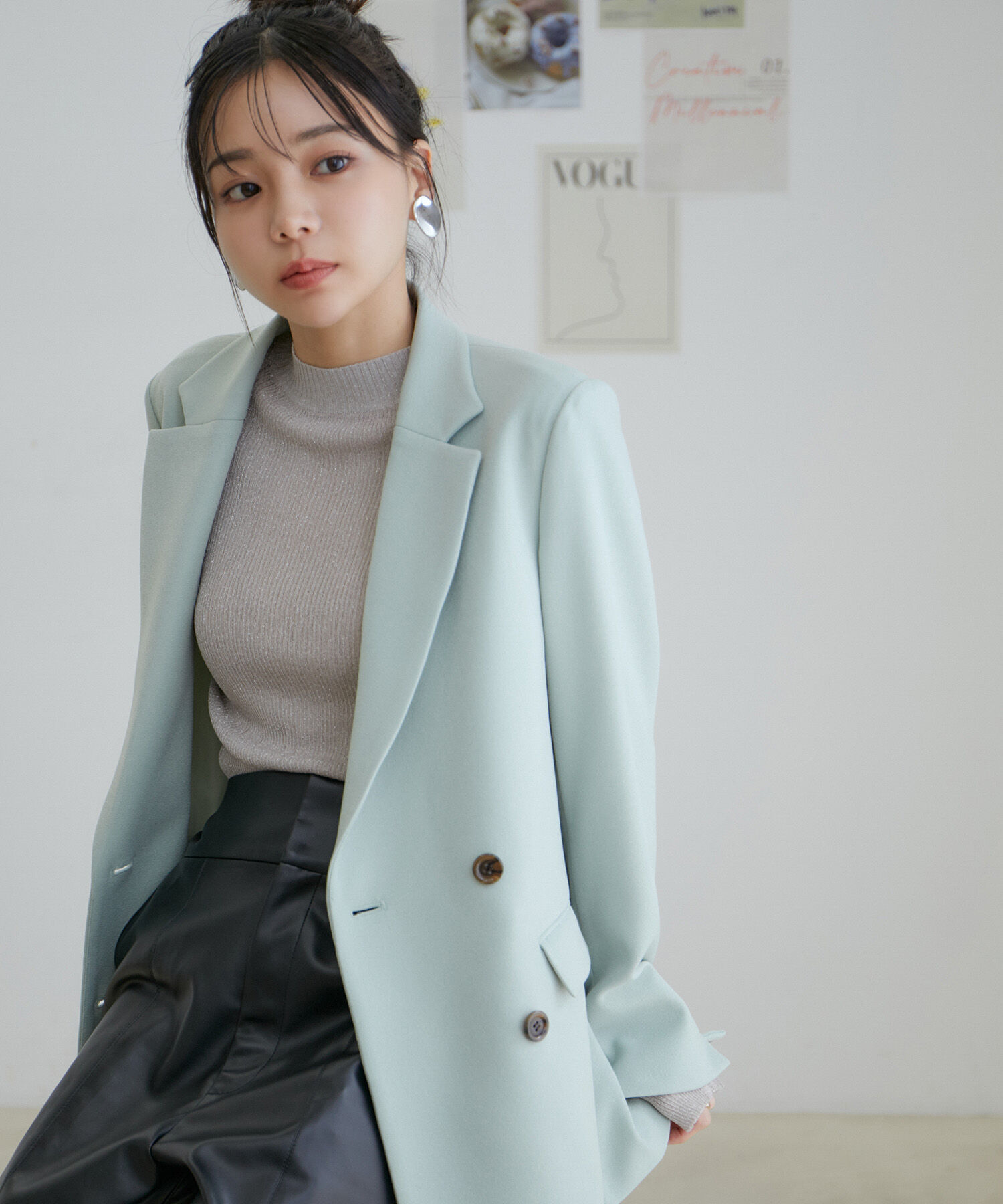 VIS「【セットアップ対応】ウールライクメランジジャケット【アンチピリング・洗える・防シワ】」|テーラードジャケット|