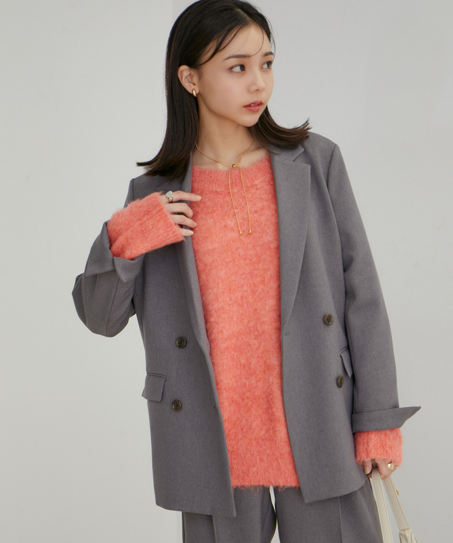 VIS「【セットアップ対応】ウールライクメランジジャケット【アンチピリング・洗える・防シワ】」|テーラードジャケット|