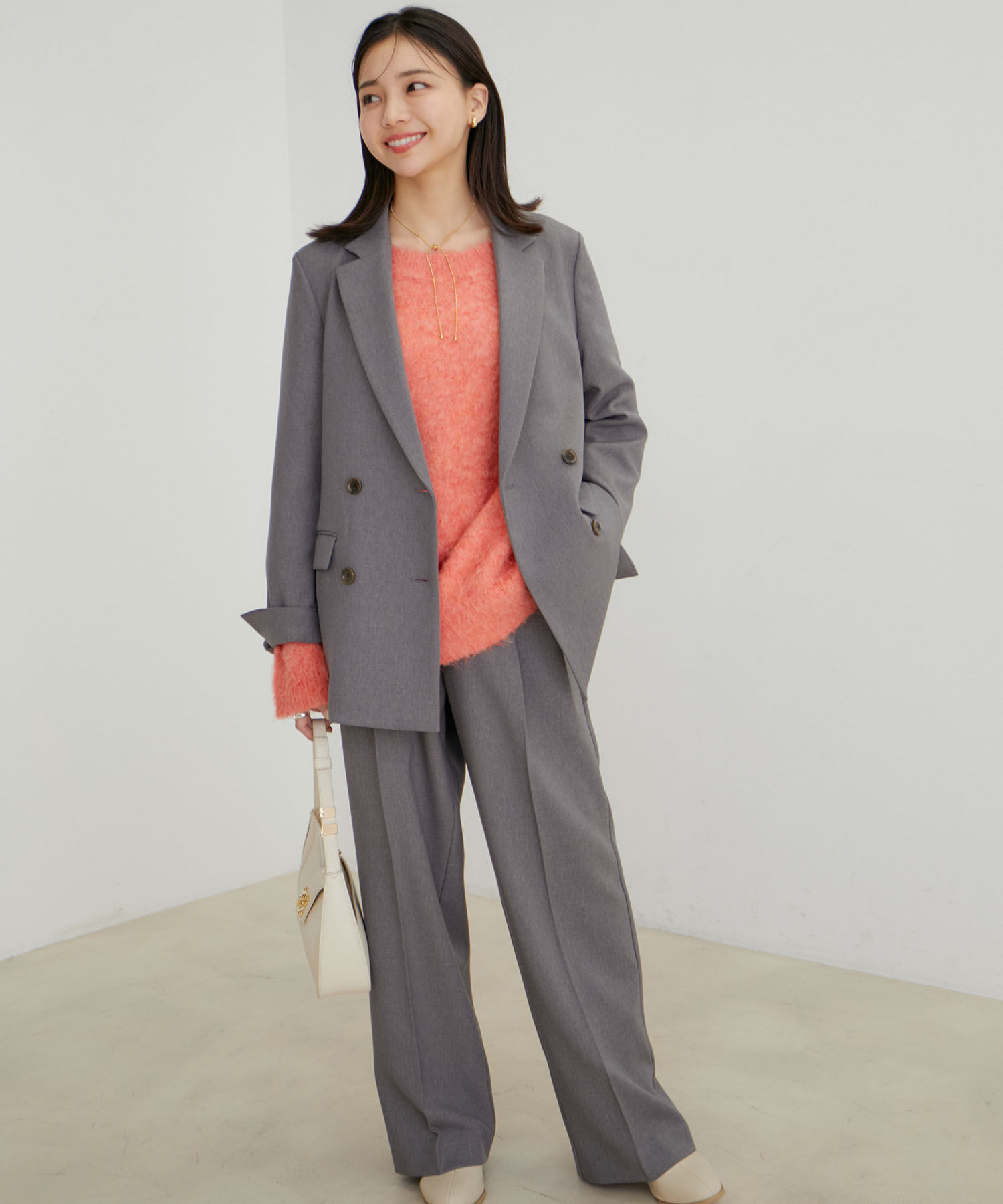 VIS「【セットアップ対応】ウールライクメランジジャケット【アンチピリング・洗える・防シワ】」|テーラードジャケット|