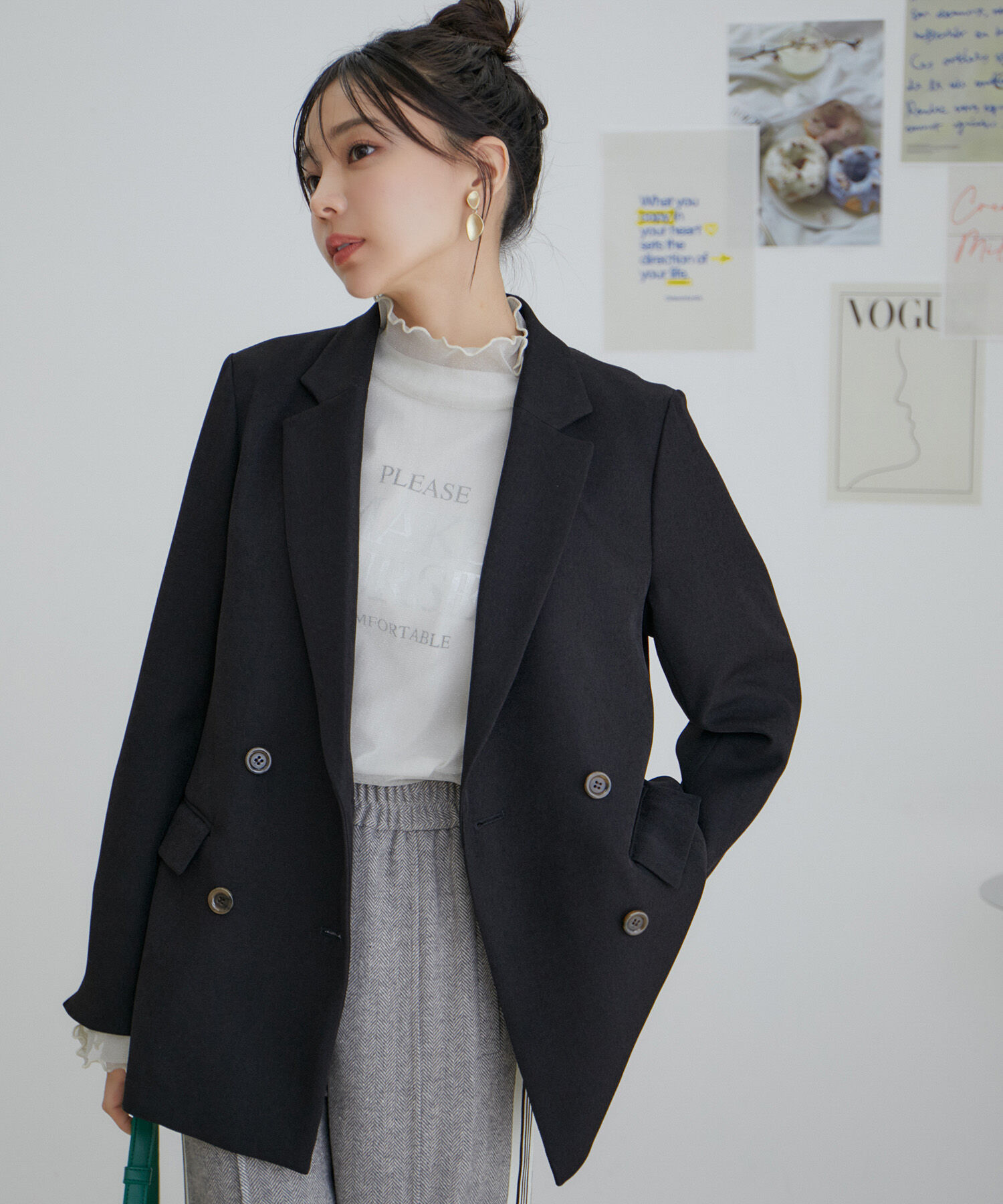 VIS「【セットアップ対応】ウールライクメランジジャケット【アンチピリング・洗える・防シワ】」|テーラードジャケット|