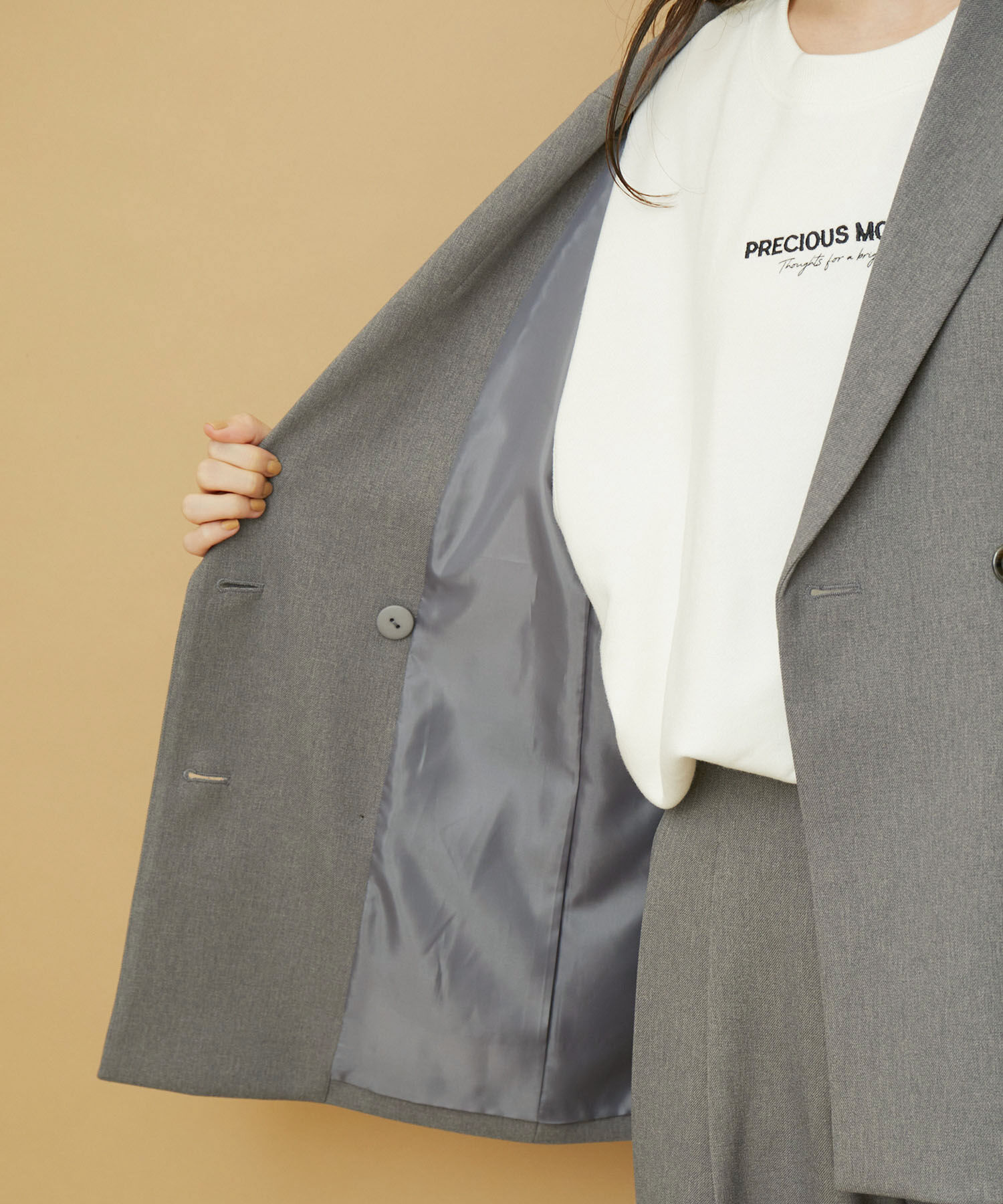 VIS「【セットアップ対応】ウールライクメランジジャケット【アンチピリング・洗える・防シワ】」|テーラードジャケット|