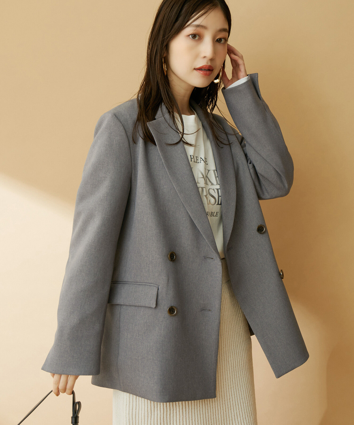 VIS「【セットアップ対応】ウールライクメランジジャケット【アンチピリング・洗える・防シワ】」|テーラードジャケット|