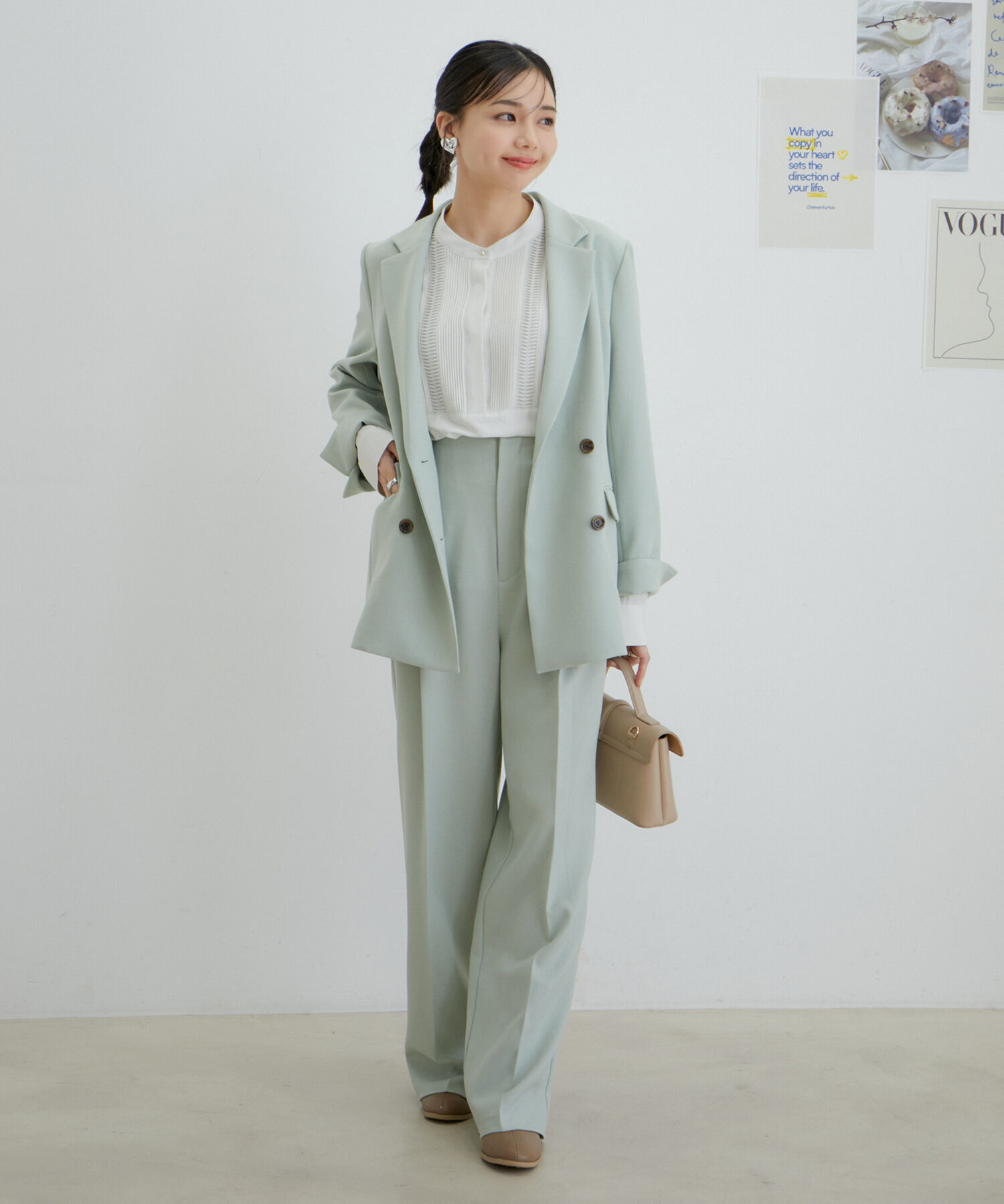 VIS「【セットアップ対応】ウールライクメランジジャケット【アンチピリング・洗える・防シワ】」|テーラードジャケット|