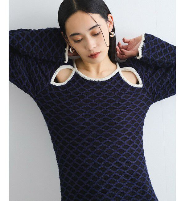 VIS「【洗える】クロスジャガードデザインニットワンピース」|ワンピース|