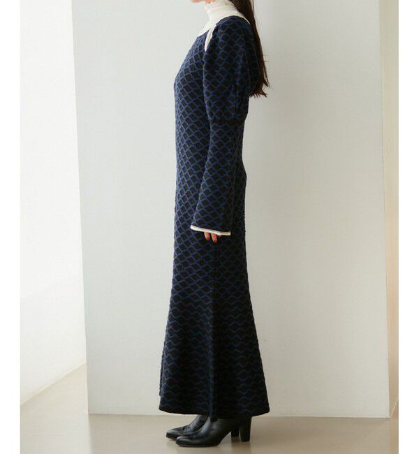 VIS「【洗える】クロスジャガードデザインニットワンピース」|ワンピース|