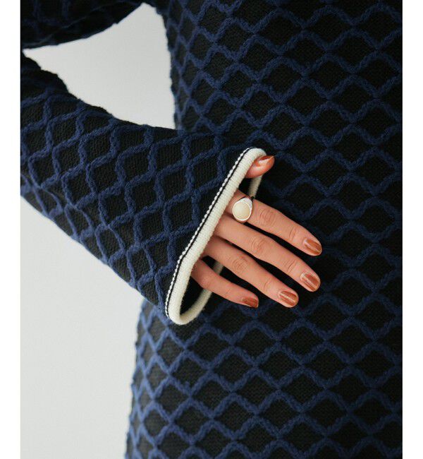 VIS「【洗える】クロスジャガードデザインニットワンピース」|ワンピース|