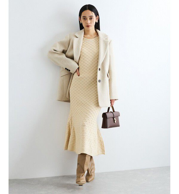 VIS「【洗える】クロスジャガードデザインニットワンピース」|ワンピース|