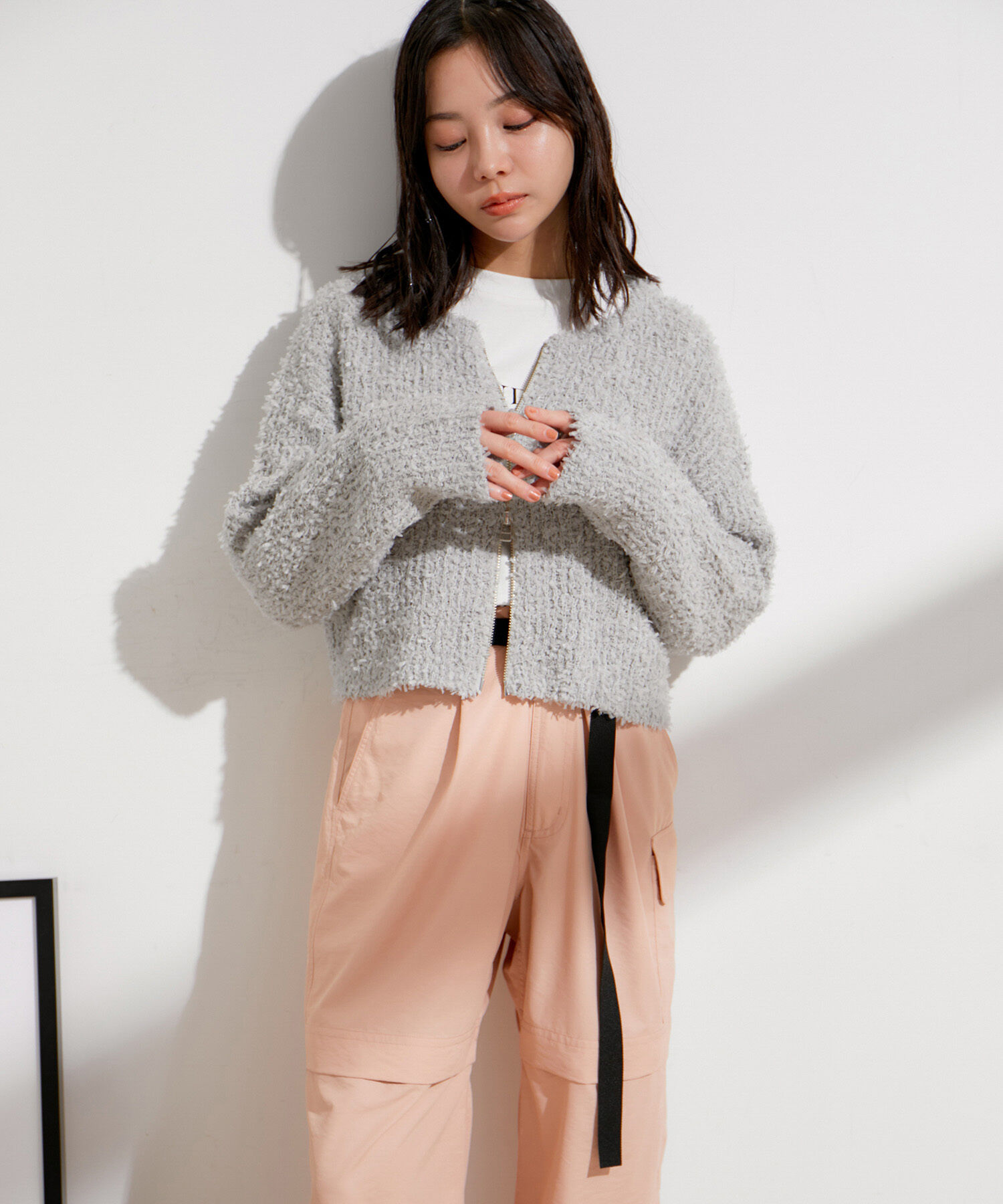 VIS「リボンヤーンジップカーディガン」|カーディガン|