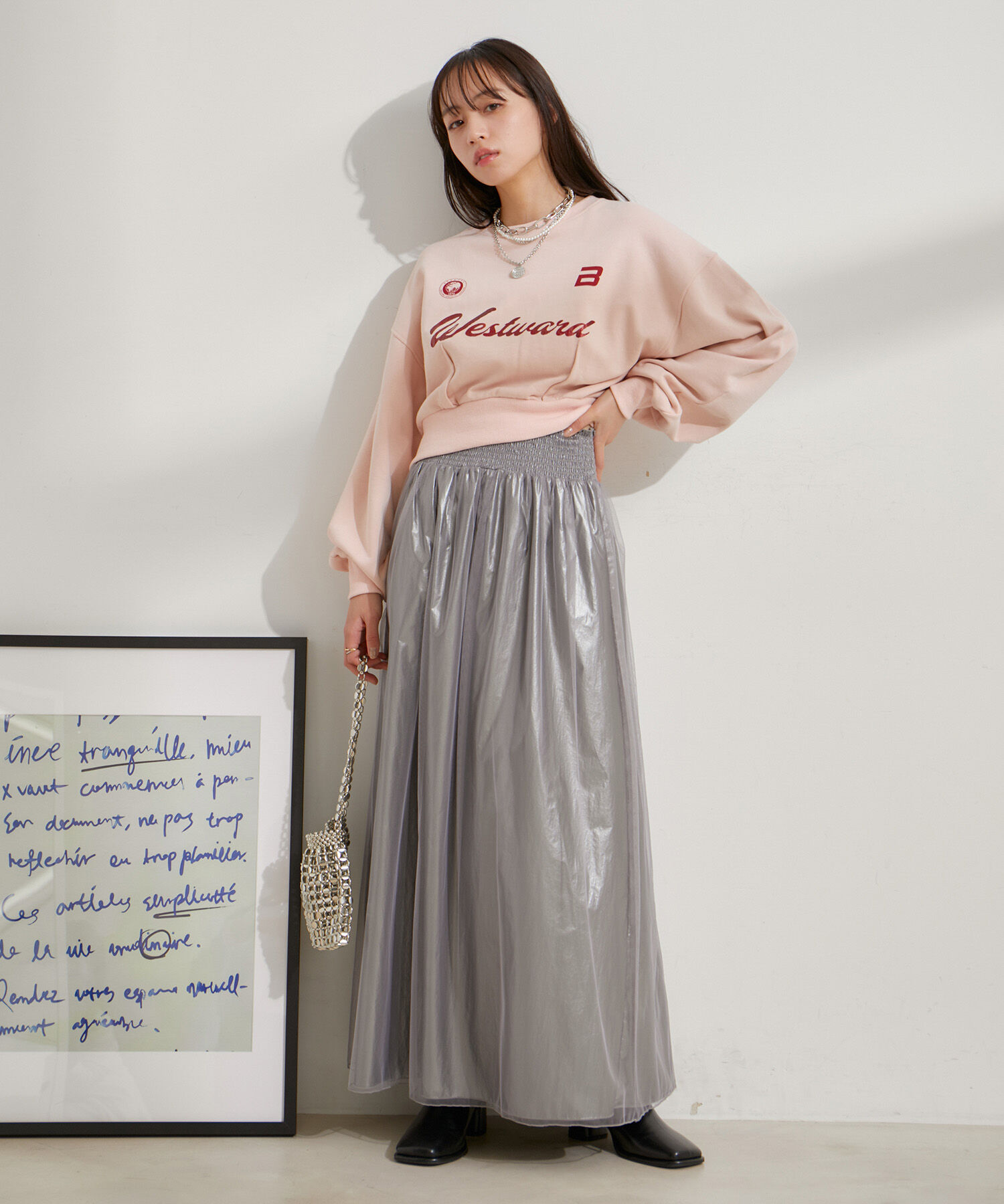 VIS「【2WAY】メタリック重ねチュールワンピース【洗える】」|ワンピース|