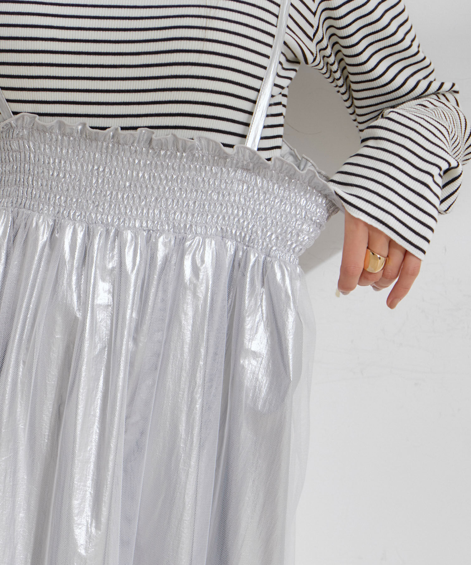 VIS「【2WAY】メタリック重ねチュールワンピース【洗える】」|ワンピース|