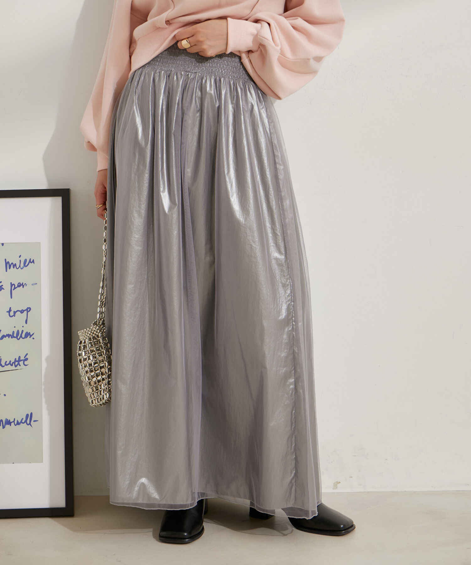 VIS「【2WAY】メタリック重ねチュールワンピース【洗える】」|ワンピース|