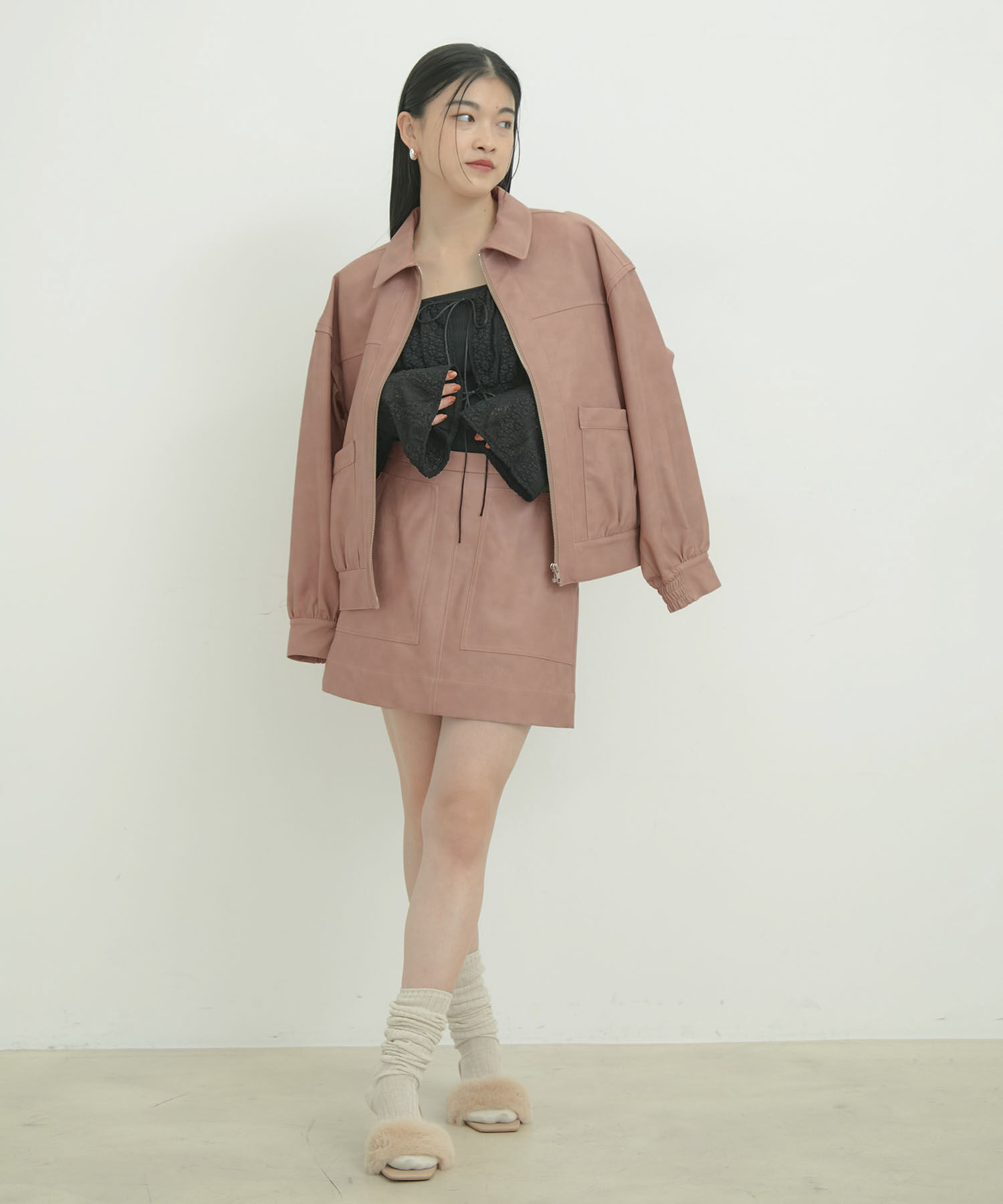 VIS「ヴィンテージライク合皮ミニスカート」|スカート|