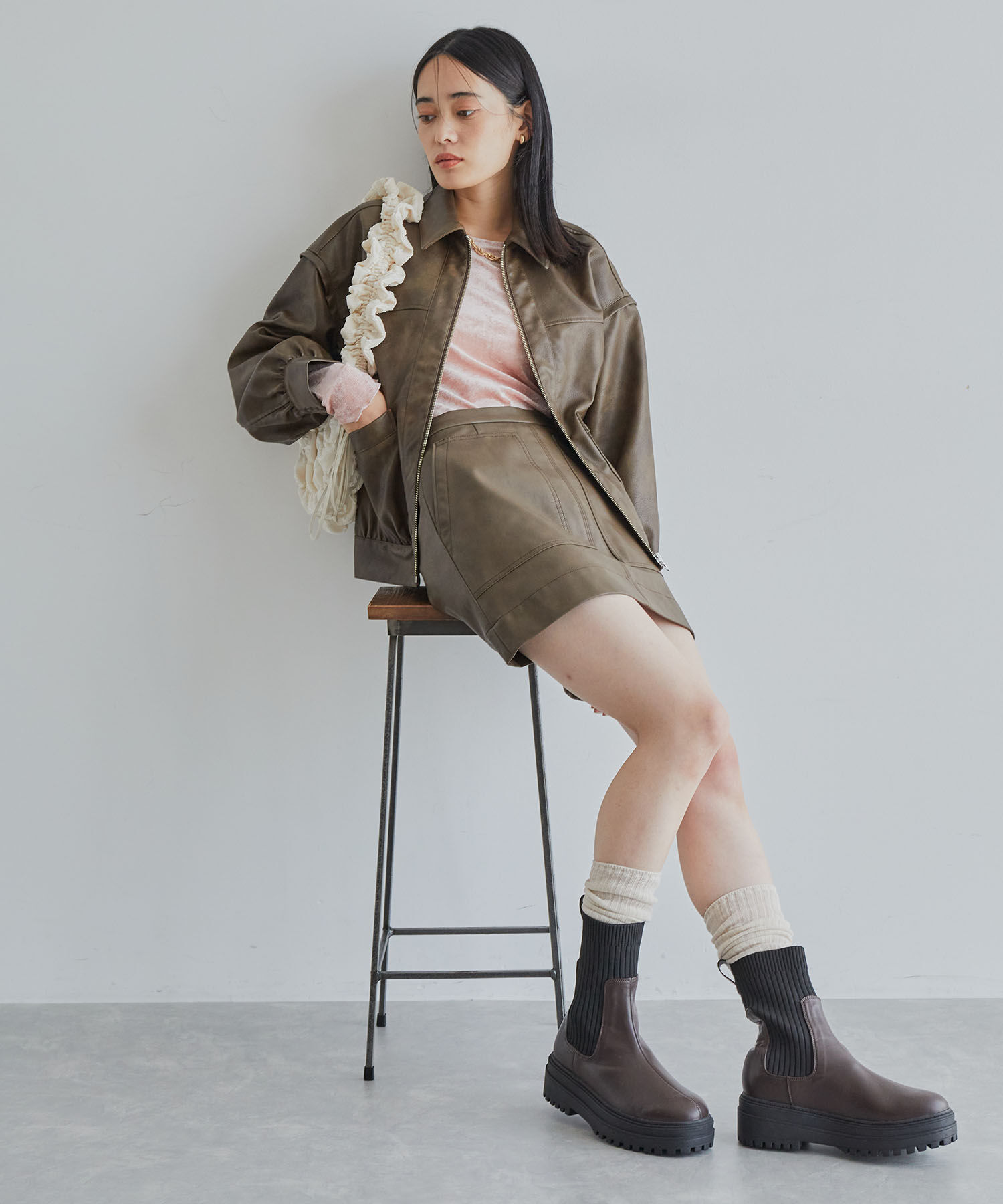 VIS「ヴィンテージライク合皮ミニスカート」|スカート|