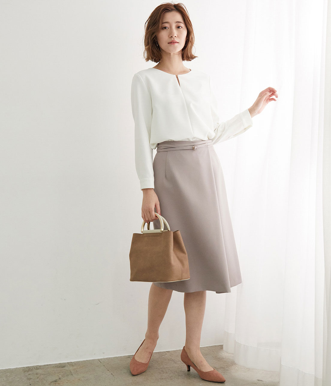 Rope&rsquo;Picnic「【360&deg;ウルトラストレッチ】【セットアップ対応】フロントホックブラウス」|シャツ・ブラウス|