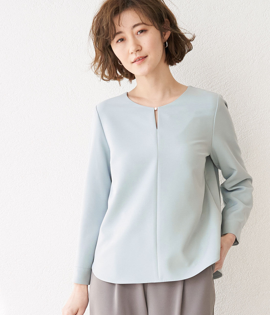 Rope&rsquo;Picnic「【360&deg;ウルトラストレッチ】【セットアップ対応】フロントホックブラウス」|シャツ・ブラウス|ライトグリーン(33)