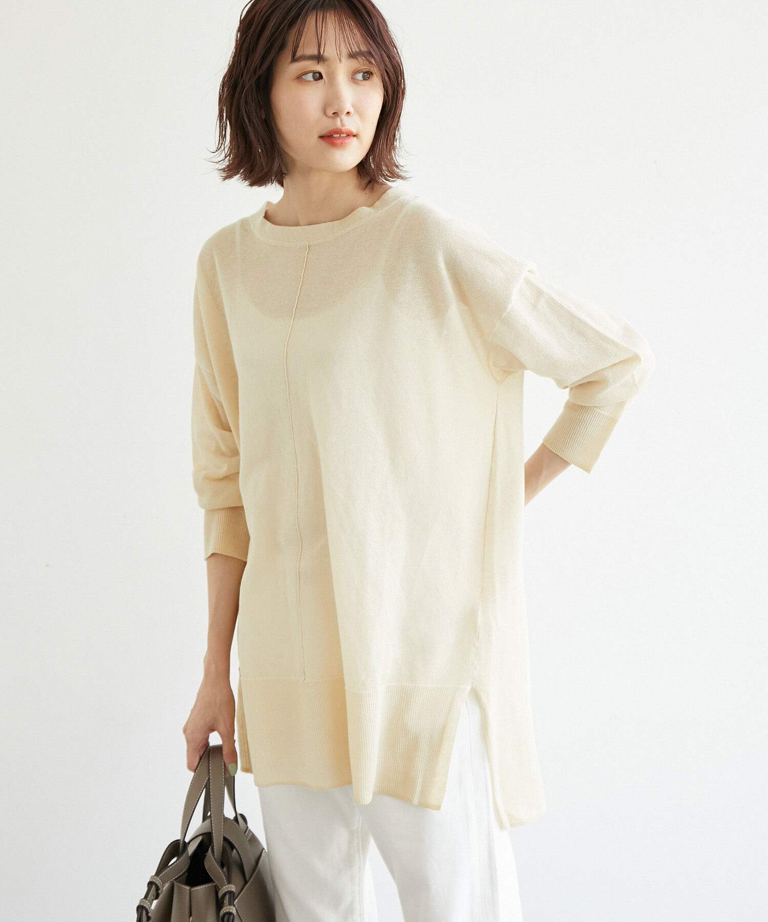 Rope&rsquo;Picnic「センターシームシアーニットチュニック」|ニット・セーター|