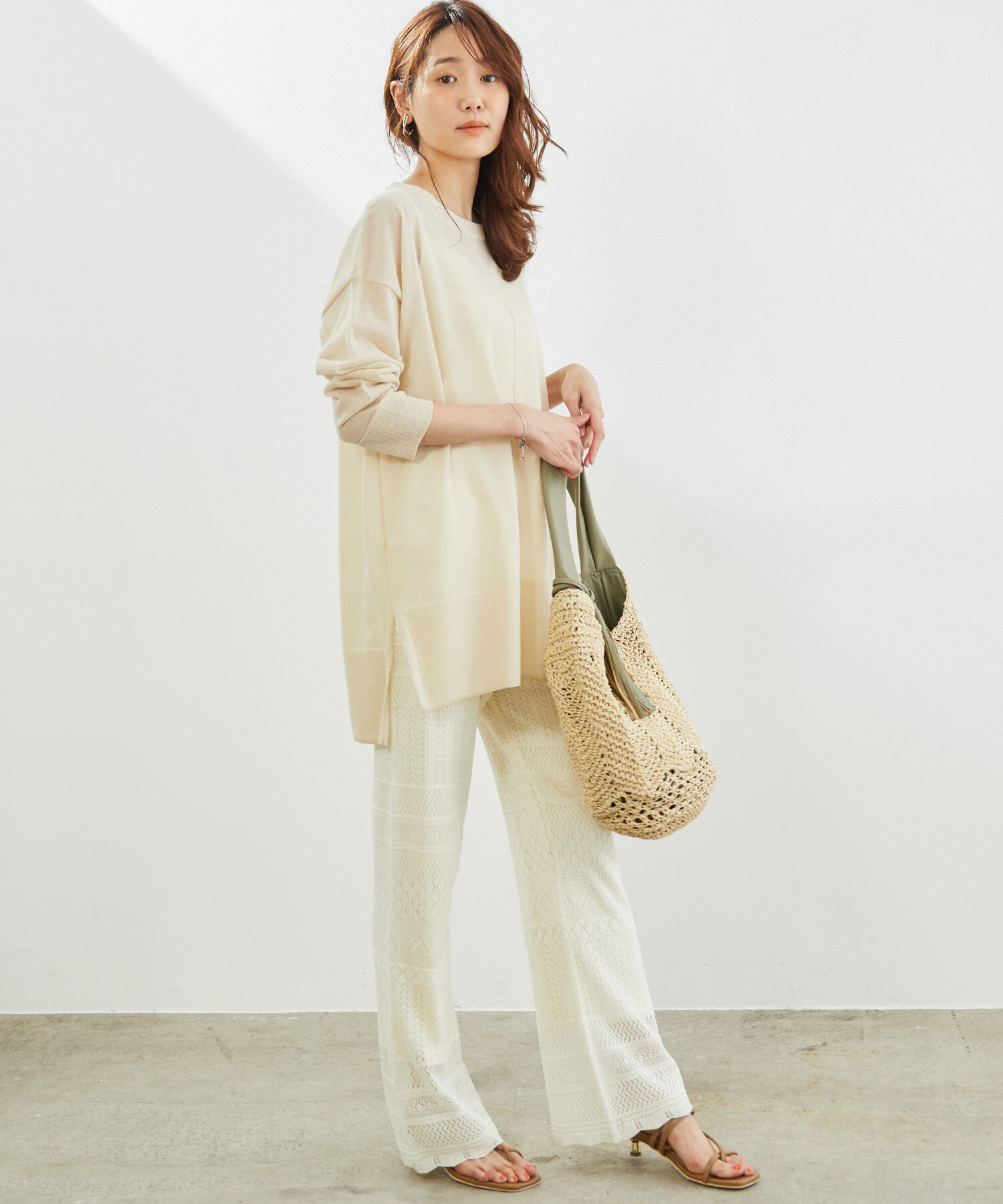 Rope&rsquo;Picnic「センターシームシアーニットチュニック」|ニット・セーター|