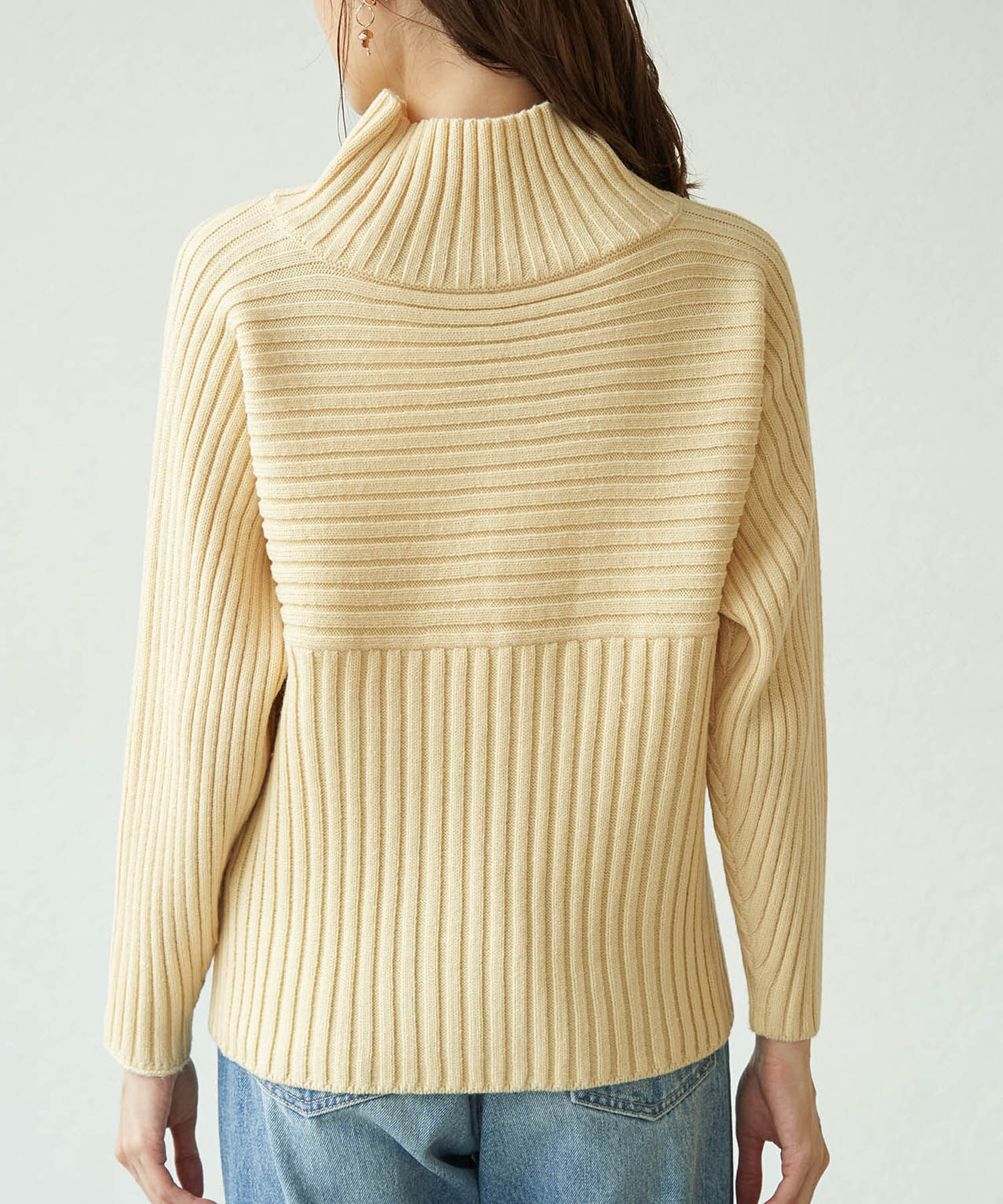 Rope&rsquo;Picnic「【芳根京子さん別注カラー:ブルー,カラシ】リブ切替プルオーバー」|ニット・セーター|