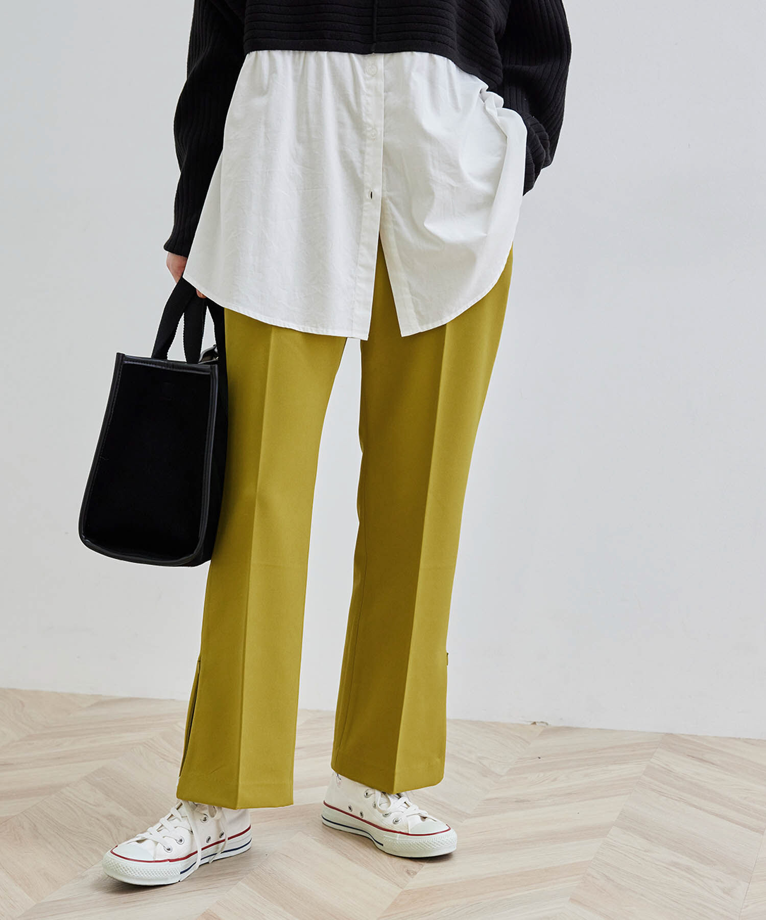 Rope&rsquo;Picnic「【ラク美】ファスナースリットパンツ」|その他|カラシ系(87)