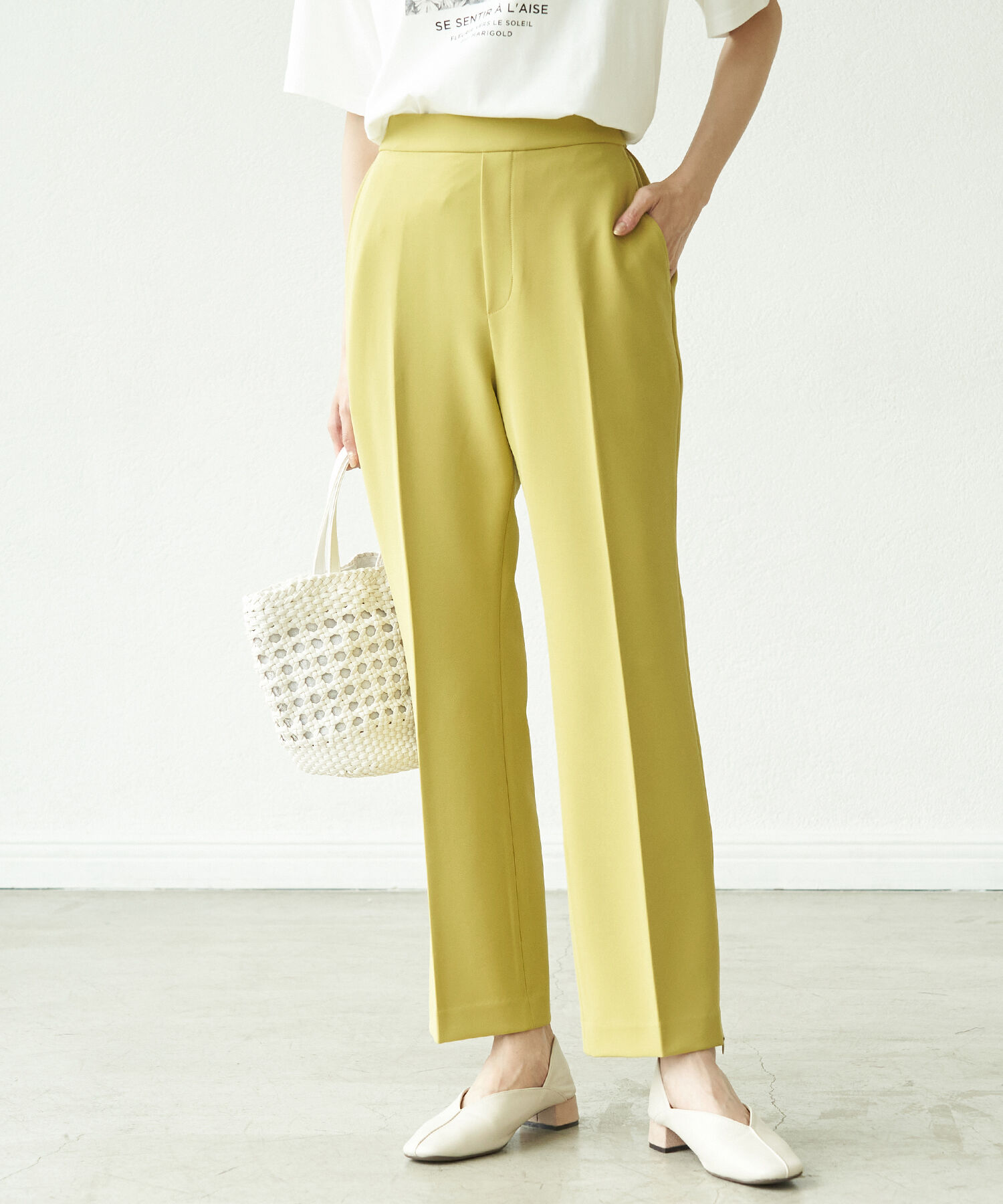 Rope&rsquo;Picnic「【ラク美】ファスナースリットパンツ」|その他|カラシ系(88)