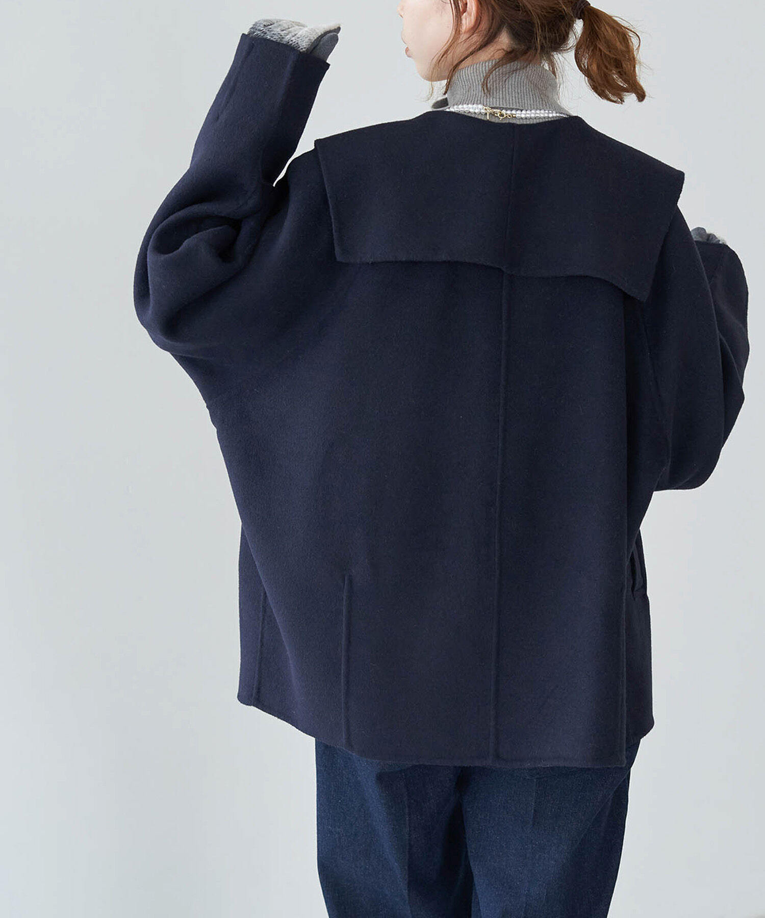 Rope&rsquo;Picnic「セーラーカラーショートコート」|その他|ネイビー(40)