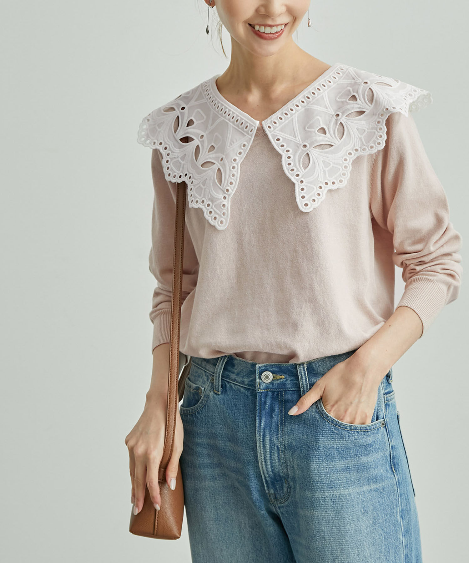 Rope&rsquo;Picnic「レース衿ニットプルオーバー」|ニット・セーター|ベージュ(27)